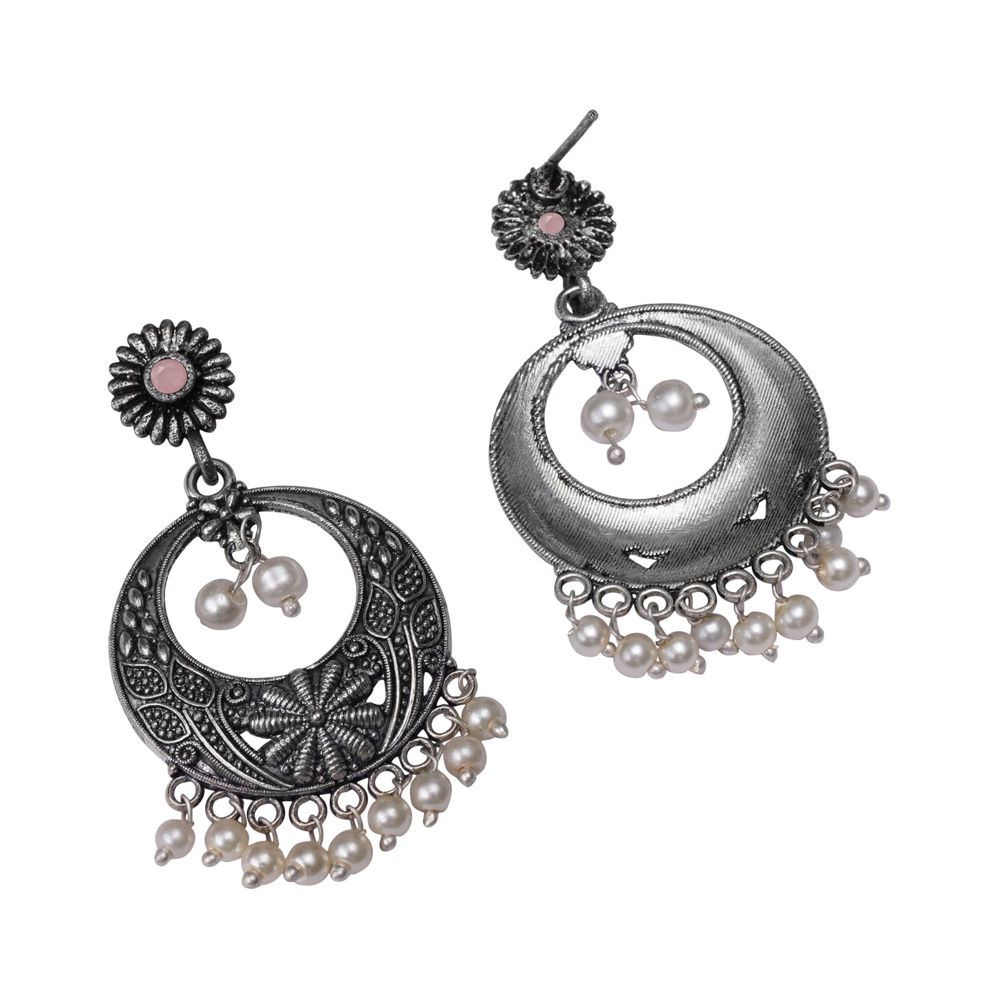 Graceful fall pearl dangler earrings (Light Orange)