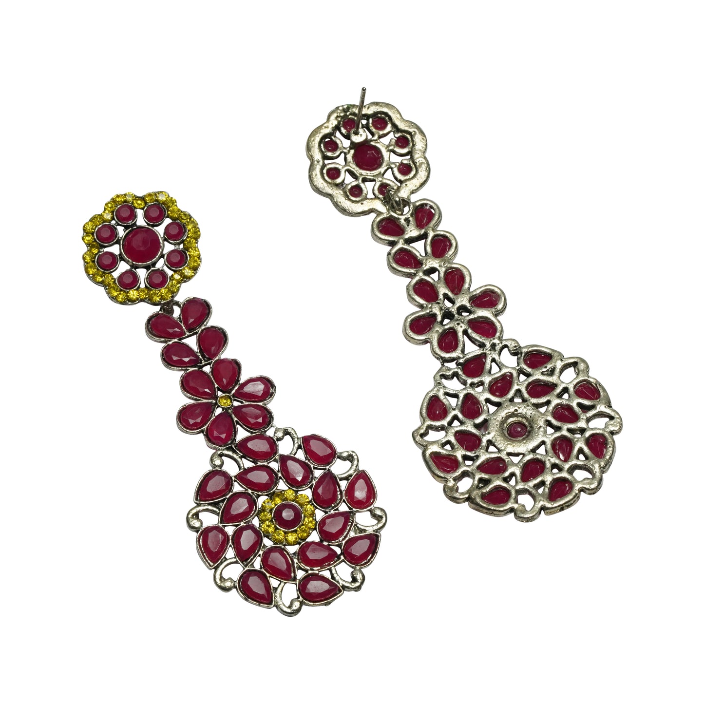 Blossom Cascade stone studded dangler earrings (Multicolored)