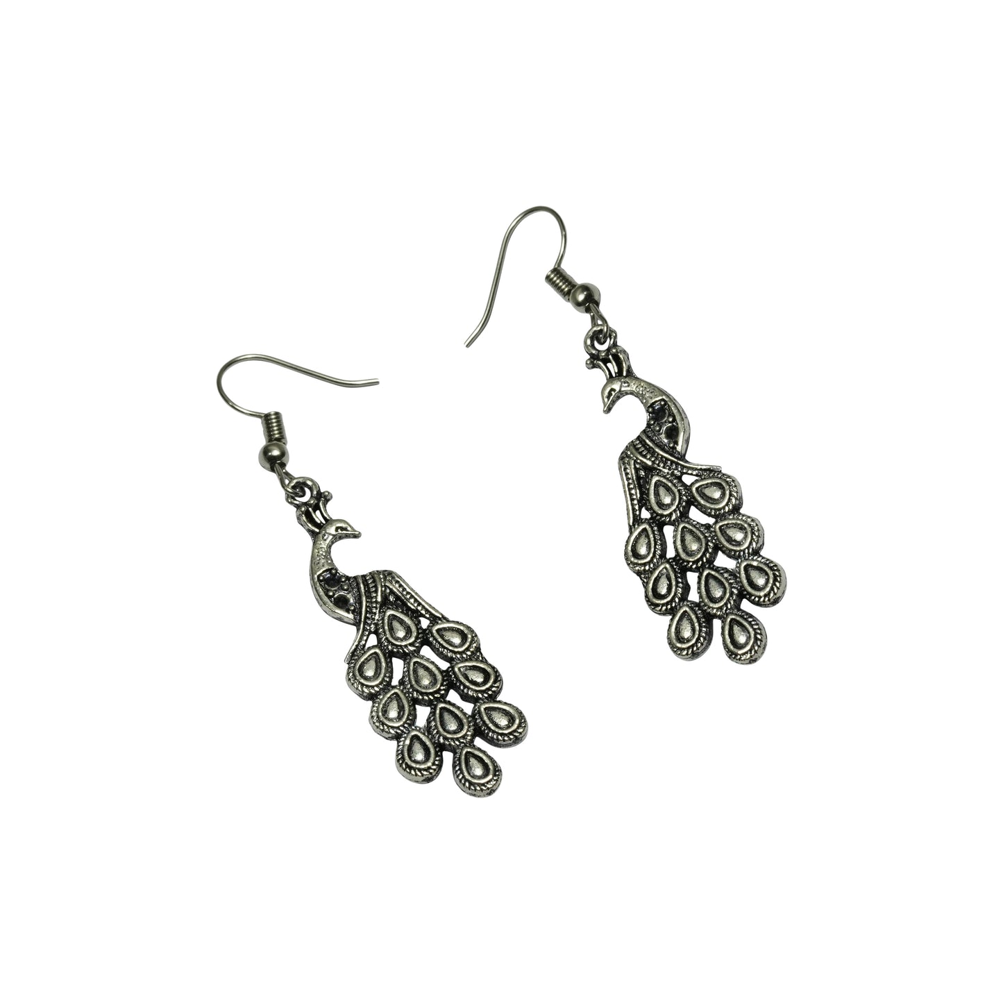 Magic mayur oxidized dangler earrings (Silver)