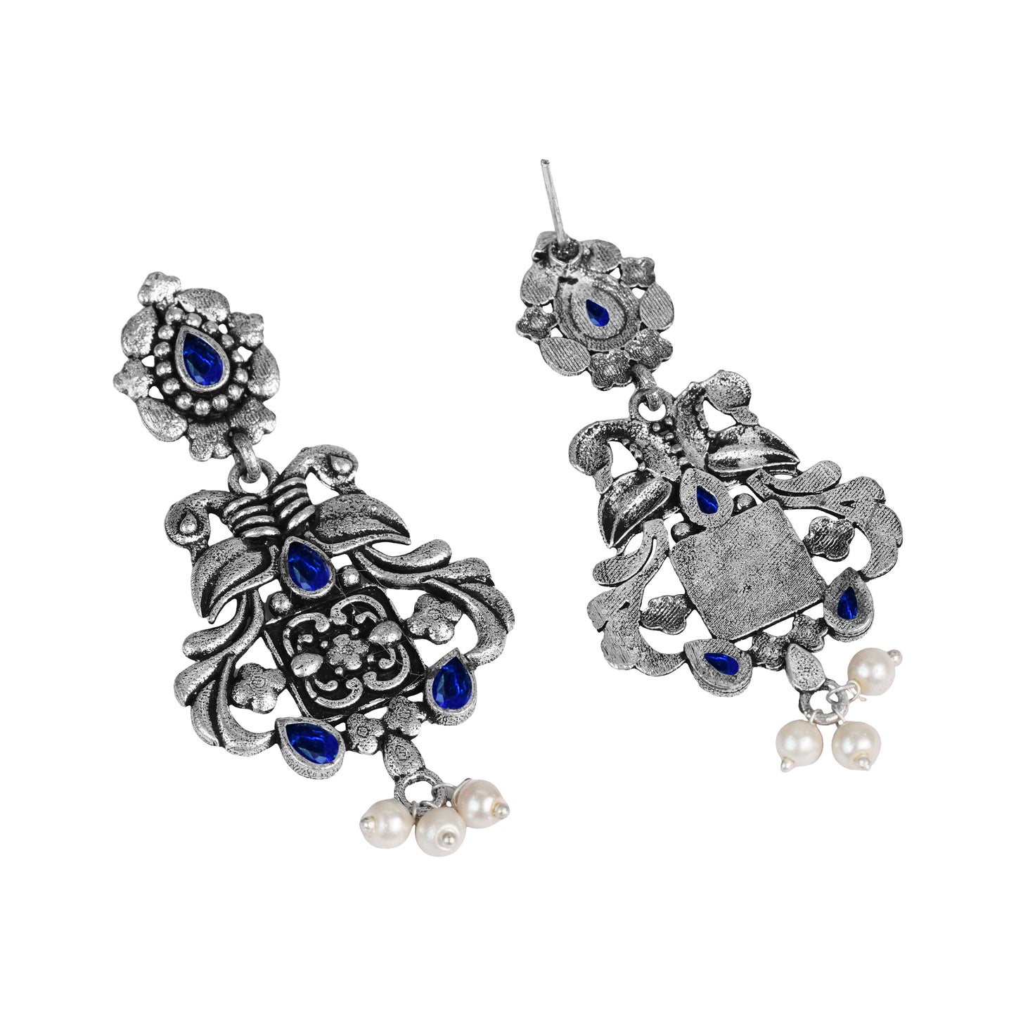 Feathered Grace dangler earrings (Blue)