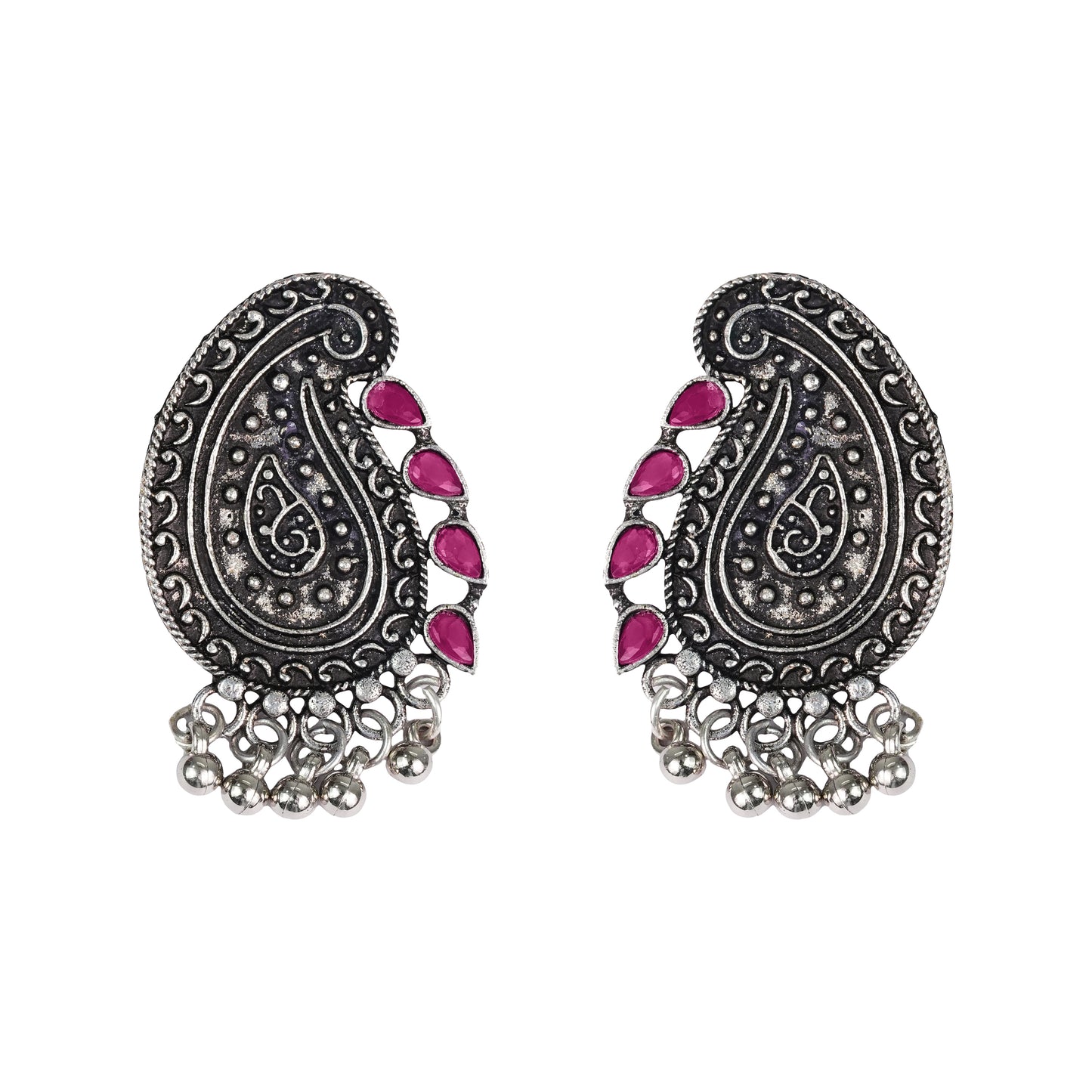Curve and bloom stud earring (Red)