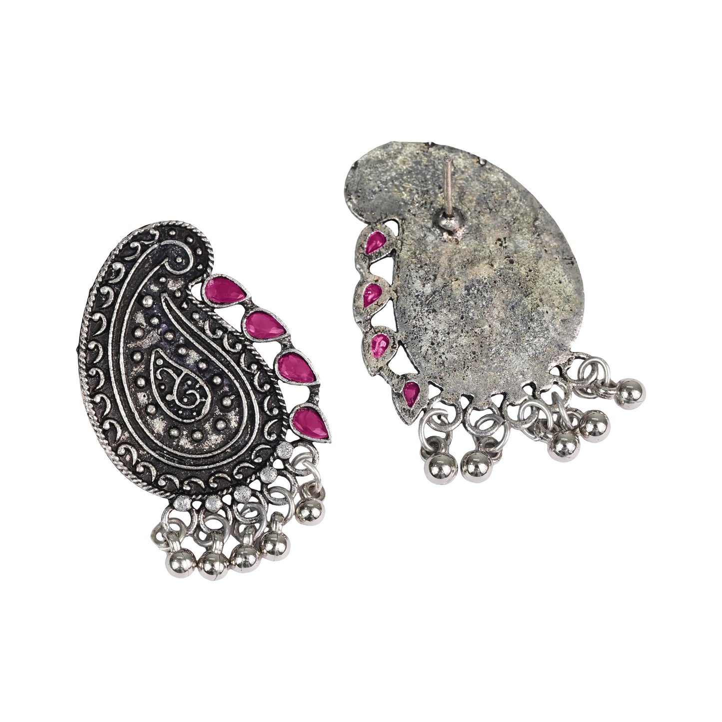 Curve and bloom stud earring (Red)