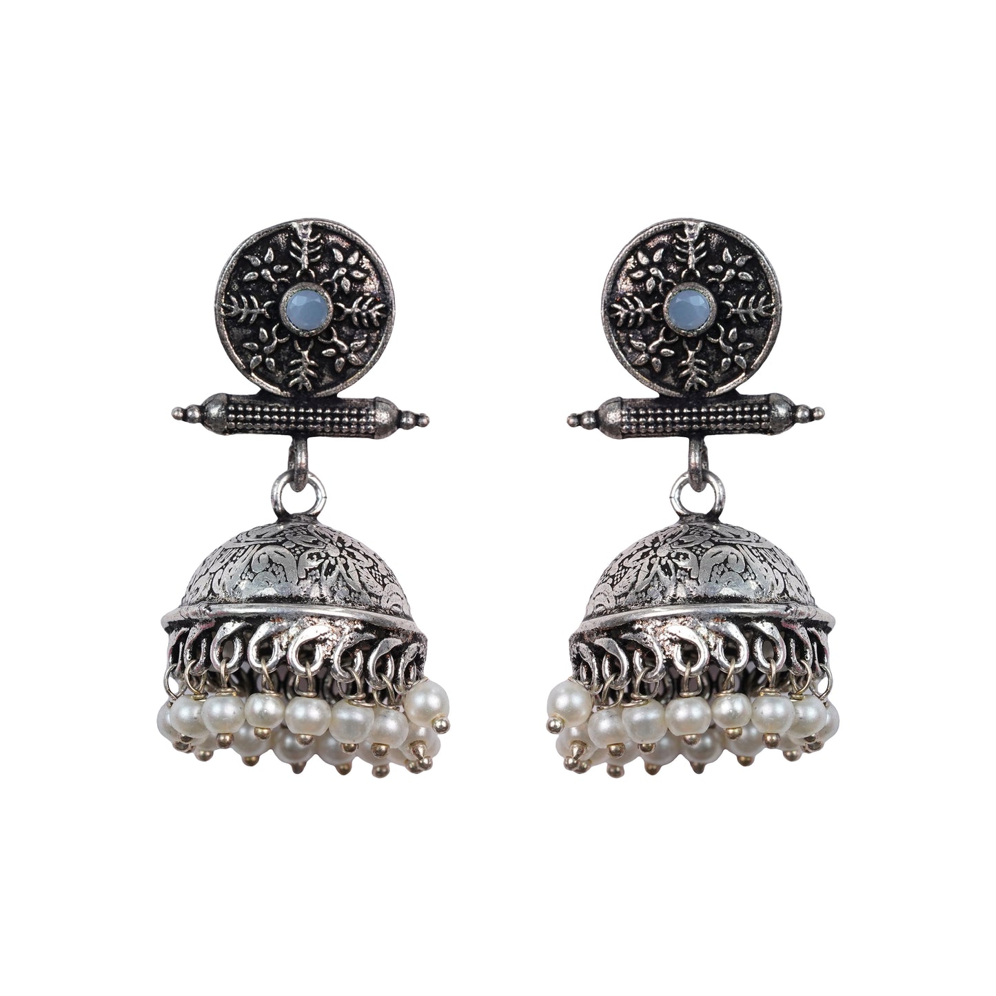 Charmbell jhumka earrings (Grey)