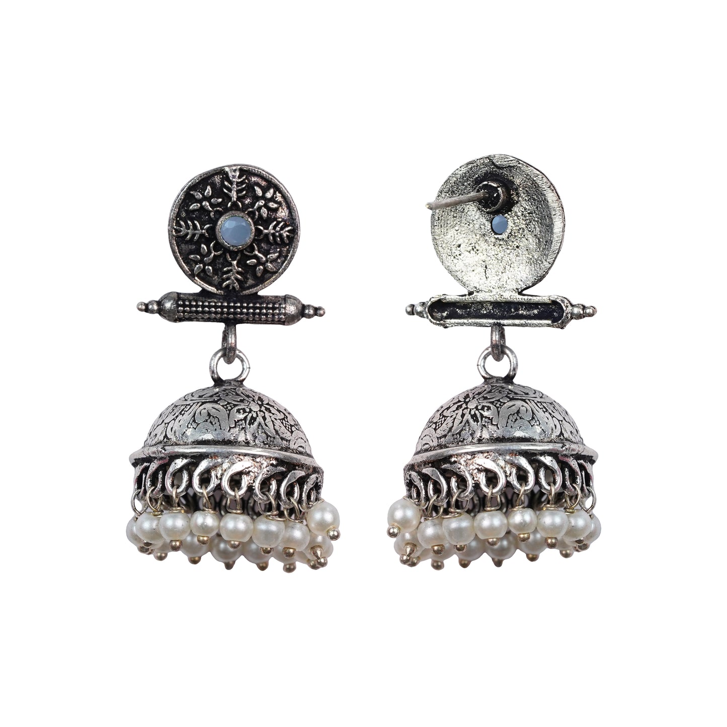 Charmbell jhumka earrings (Grey)