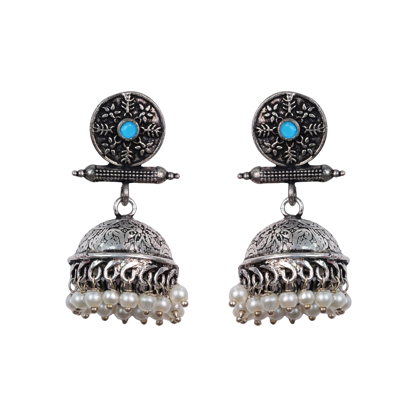 Charmbell jhumka earrings (Sky Blue)