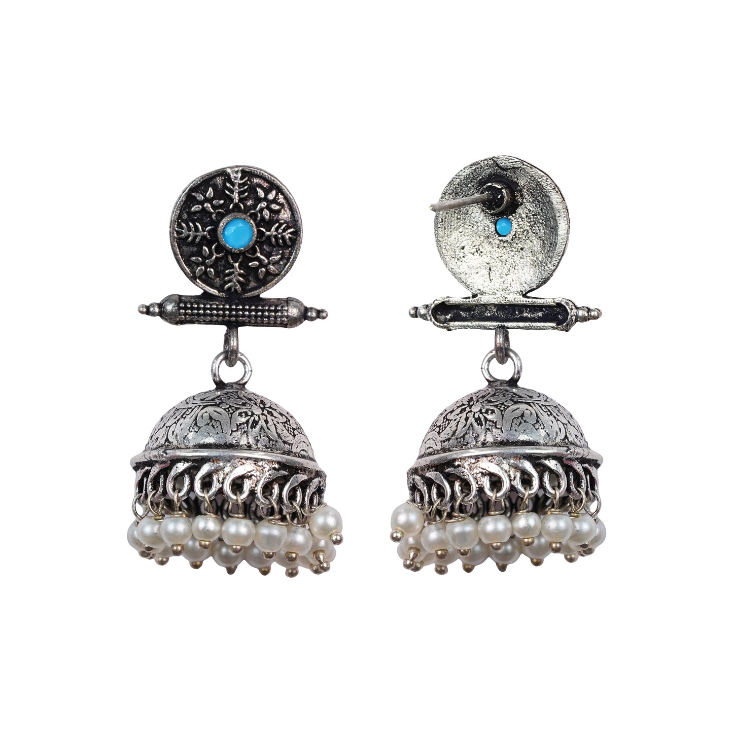 Charmbell jhumka earrings (Sky Blue)