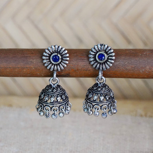 Garden gorgeousness Jhumki arrings (Blue)