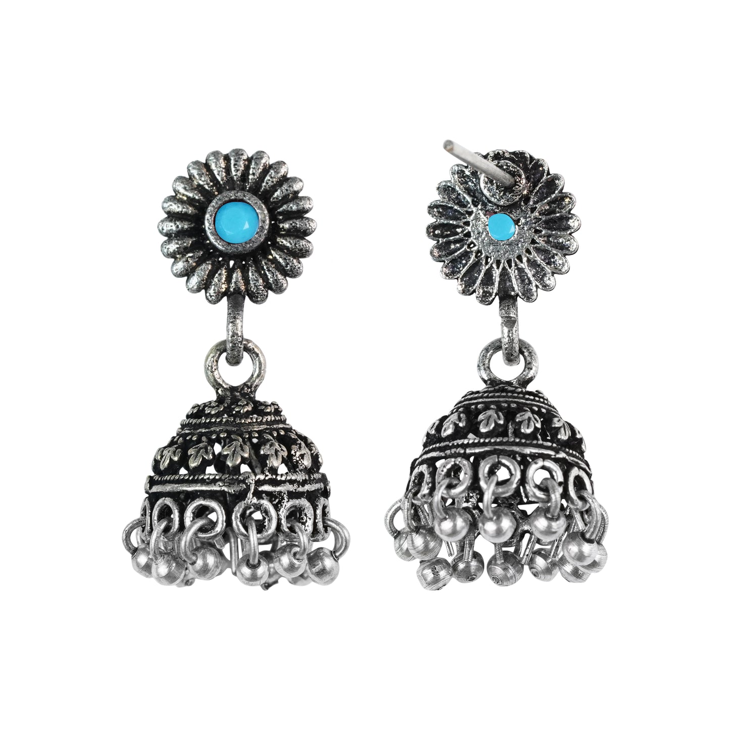 Garden gorgeousness Jhumki arrings (Sky Blue)