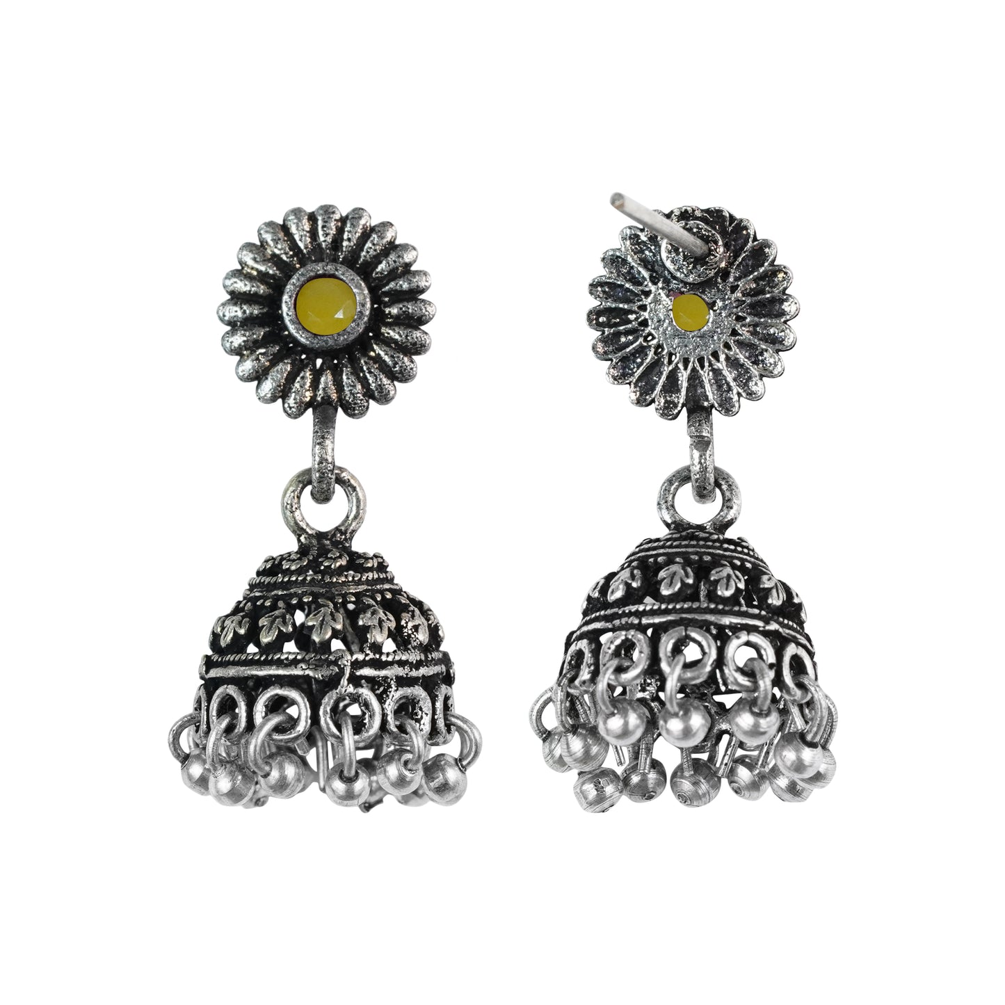 Garden gorgeousness Jhumki arrings (Yellow)