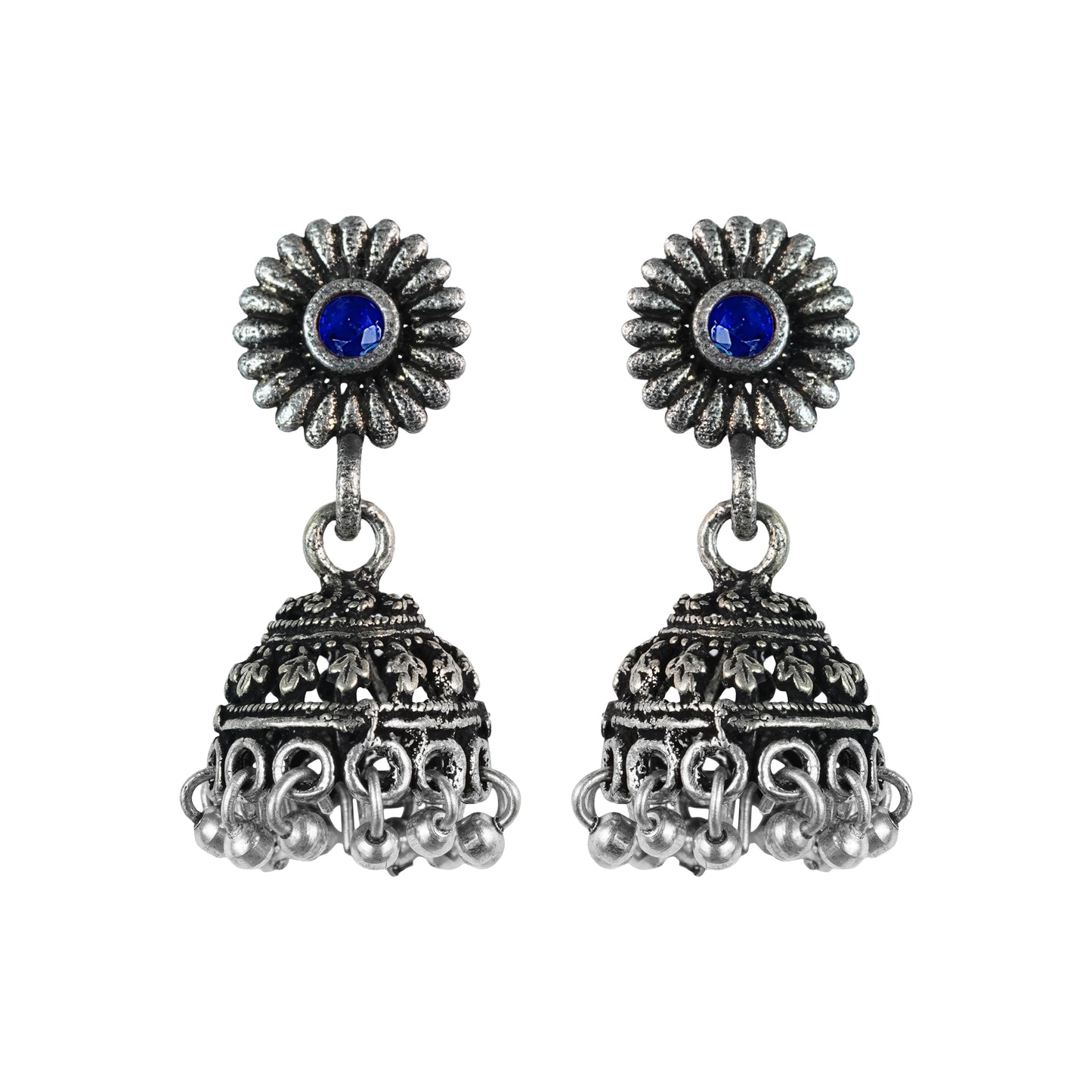 Garden gorgeousness Jhumki arrings (Blue)