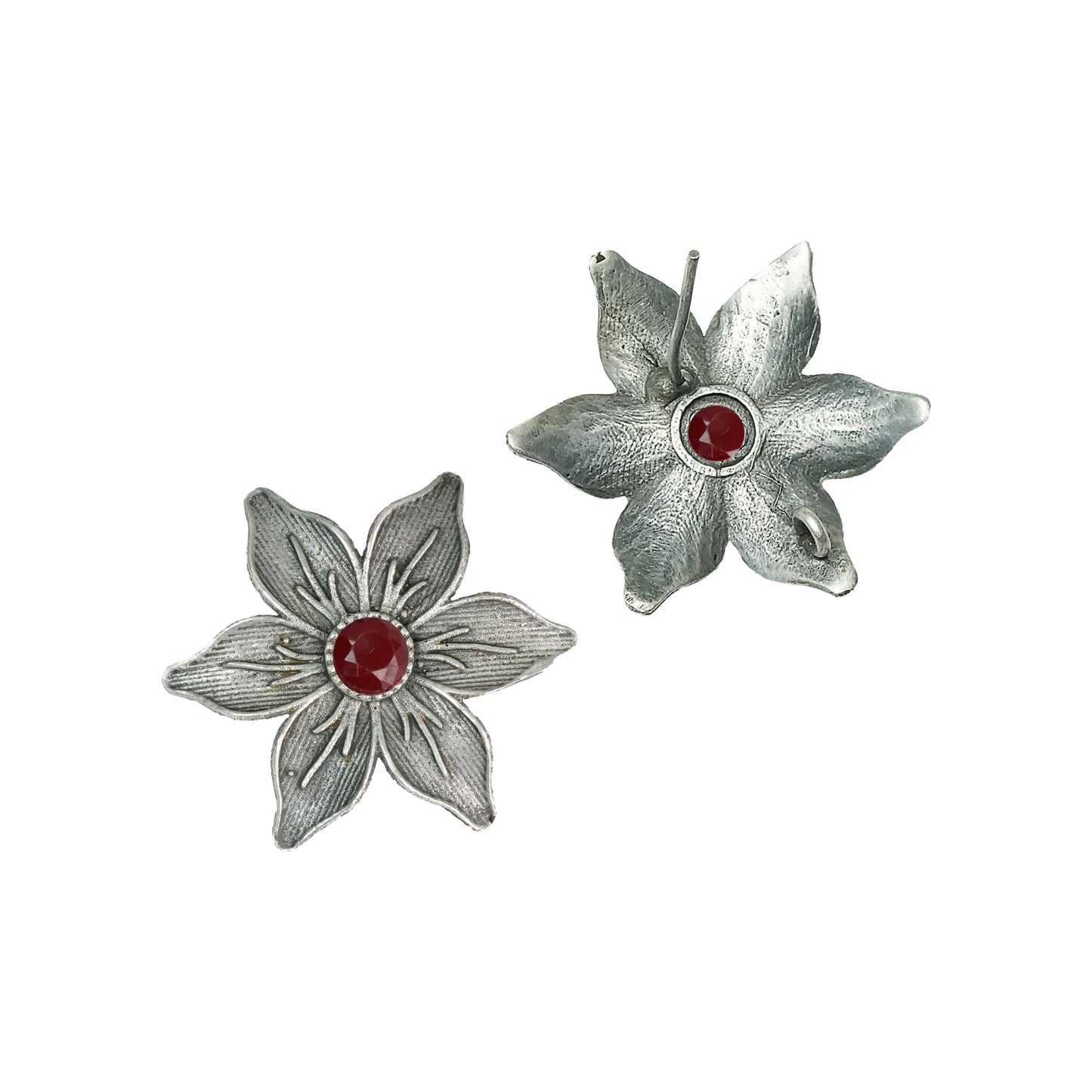 Minima-lily stud earrings (Dark Maroon)