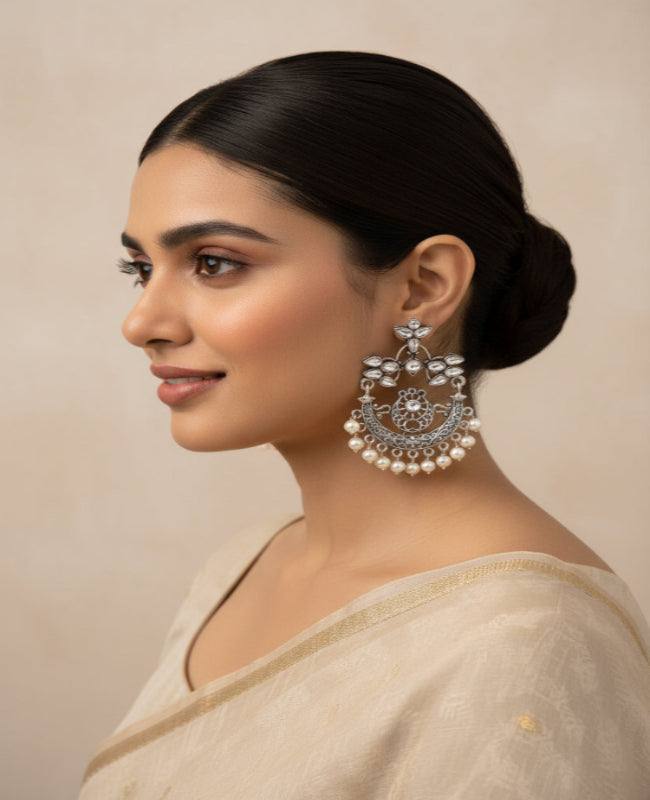 Carved Charm Dangler earrings (White)