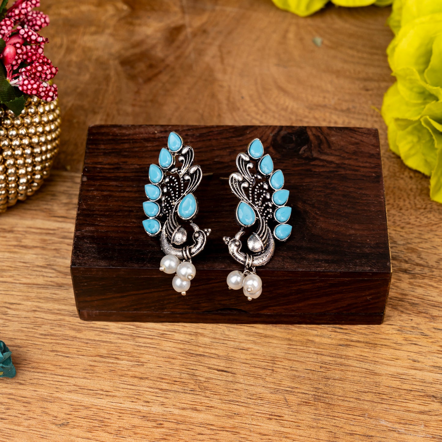 Mayur Pride stud earrings (Sky Blue)