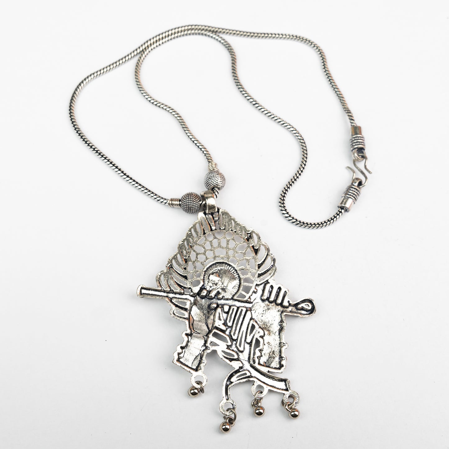 Sacred symphony oxidised chain neckpiece (Silver)