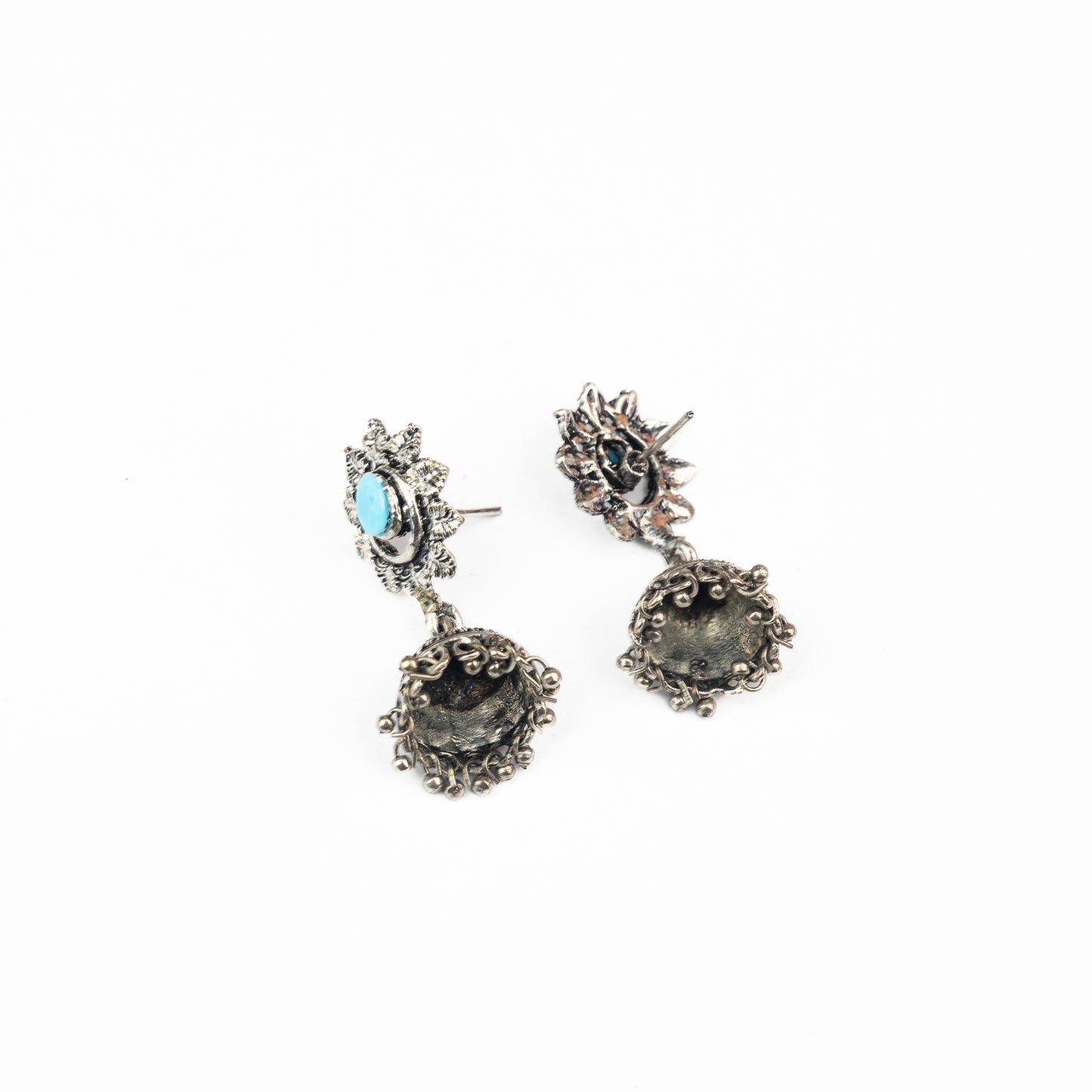 floral charm traditional jhumka earrings (Sky Blue)