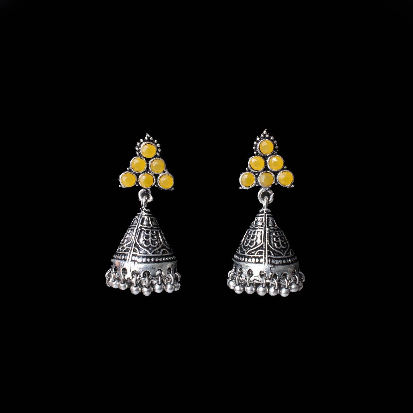 I-conical hanging Jhumki earrings (Yellow)