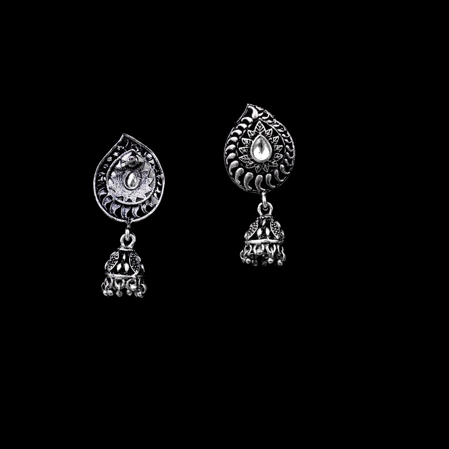 Rain Drop Rani Hanging Jhumki Earrings (White)