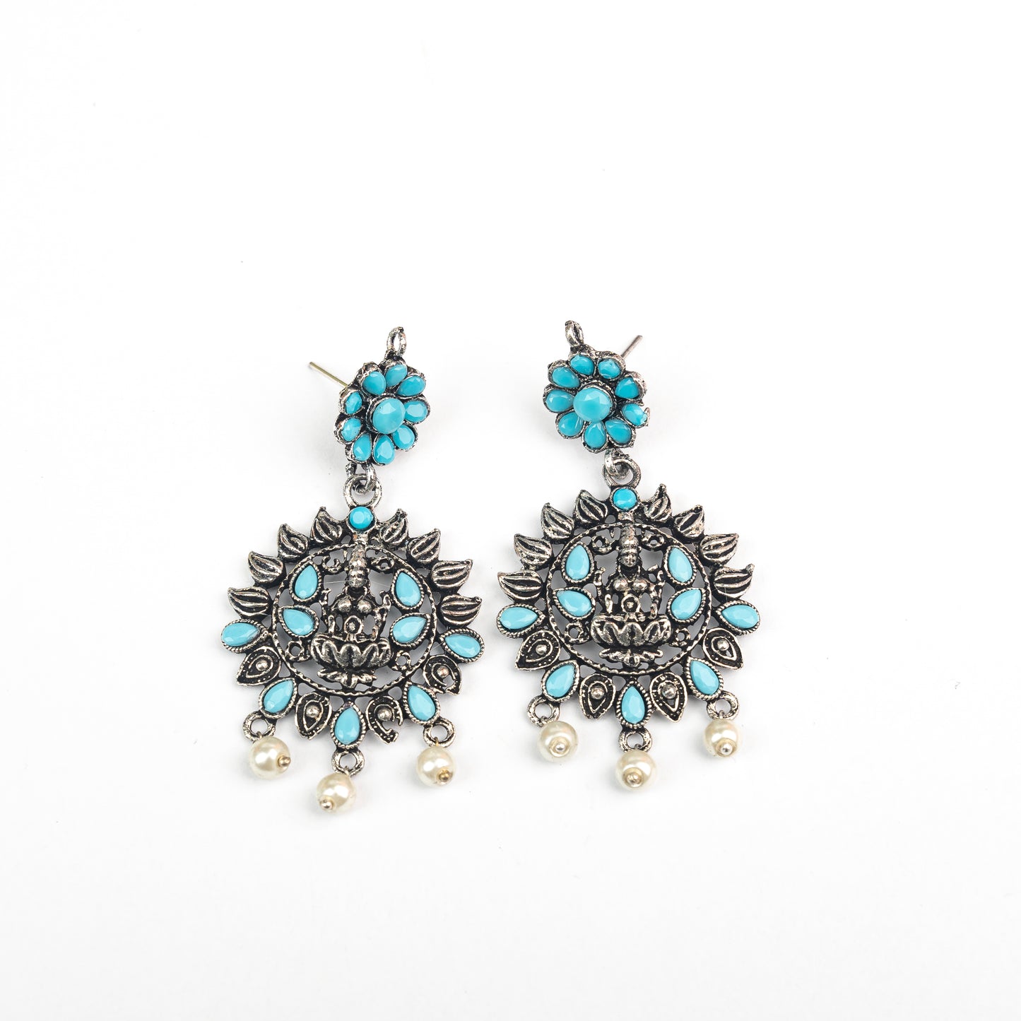 Dhan Laxmi dangler earring (Sky Blue)