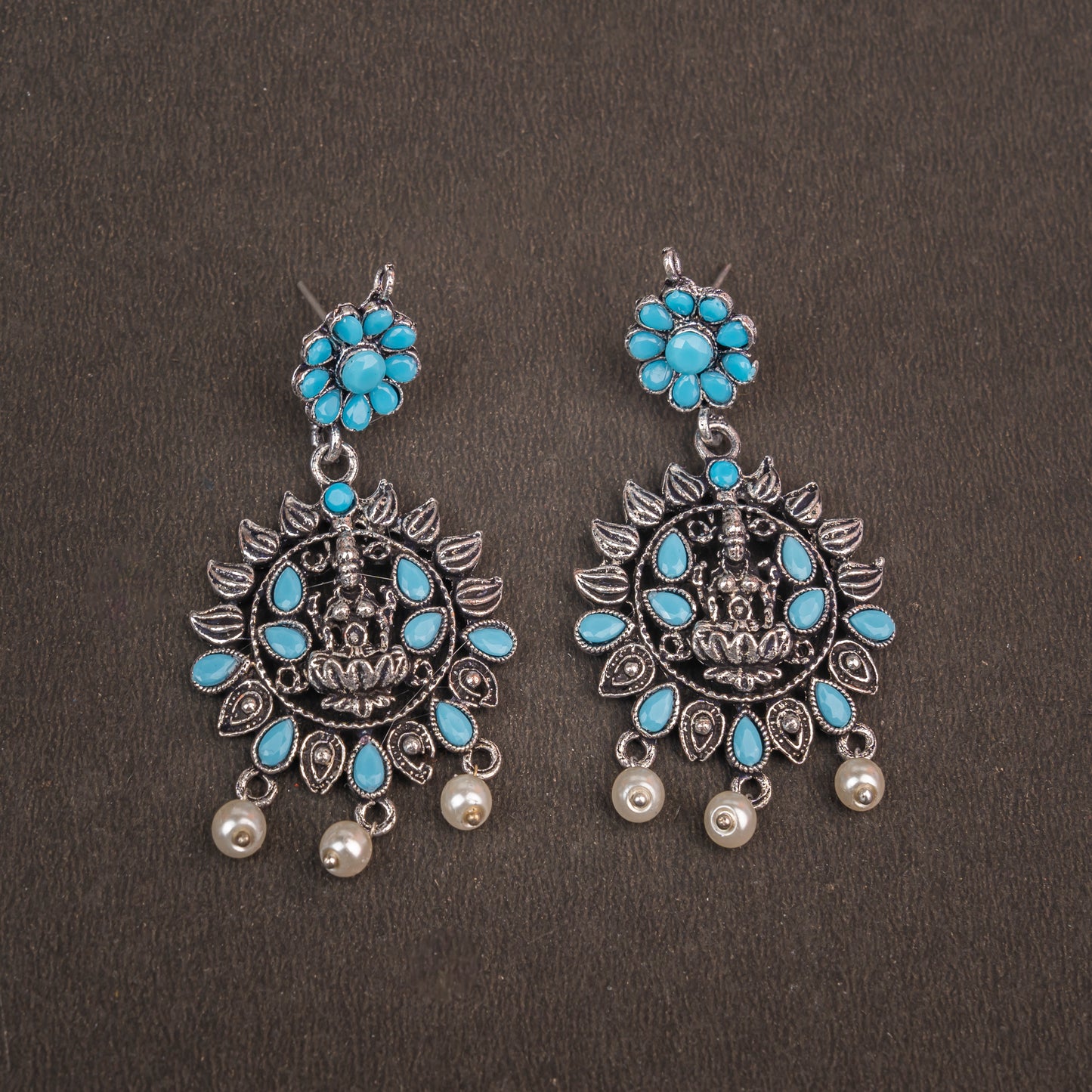 Dhan Laxmi dangler earring (Sky Blue)