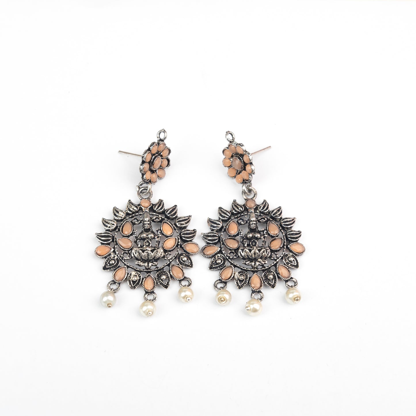 Dhan Laxmi dangler earring (Light Orange)