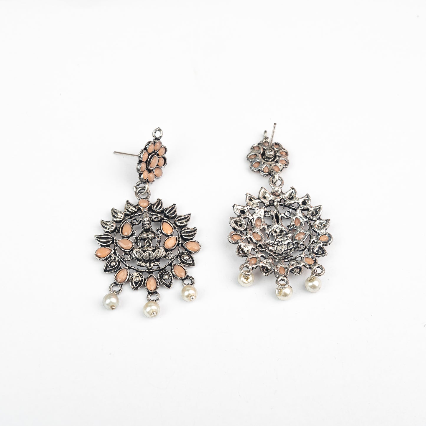 Dhan Laxmi dangler earring (Light Orange)