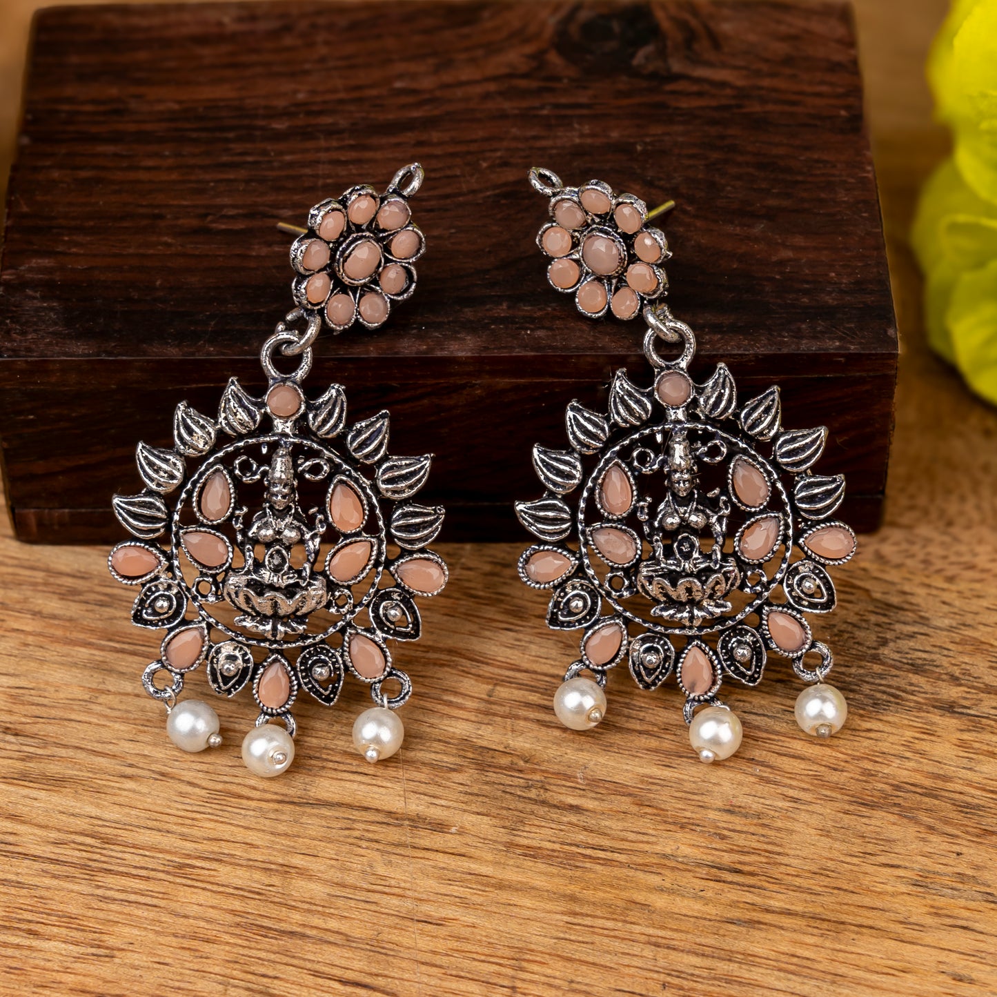 Dhan Laxmi dangler earring (Light Orange)