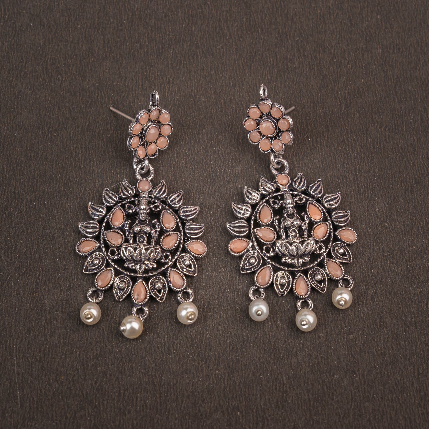Dhan Laxmi dangler earring (Light Orange)