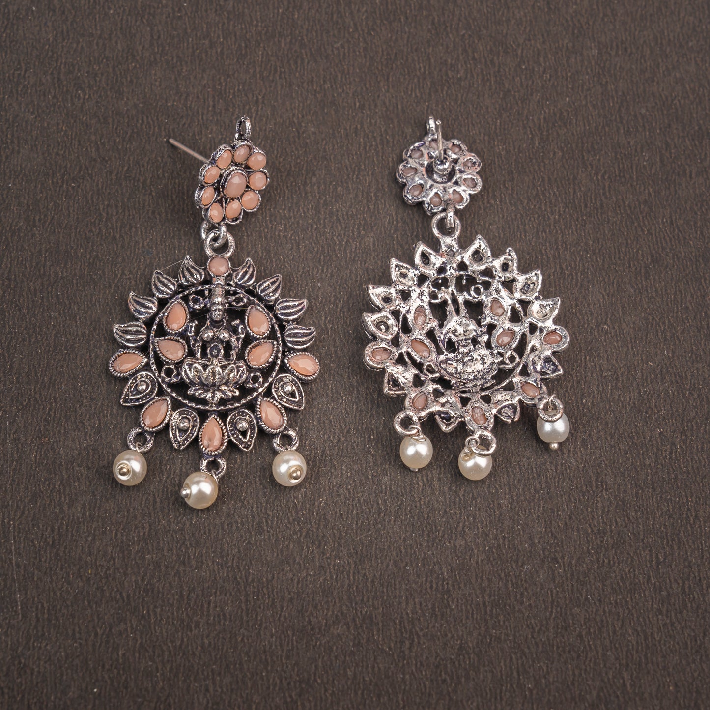 Dhan Laxmi dangler earring (Light Orange)