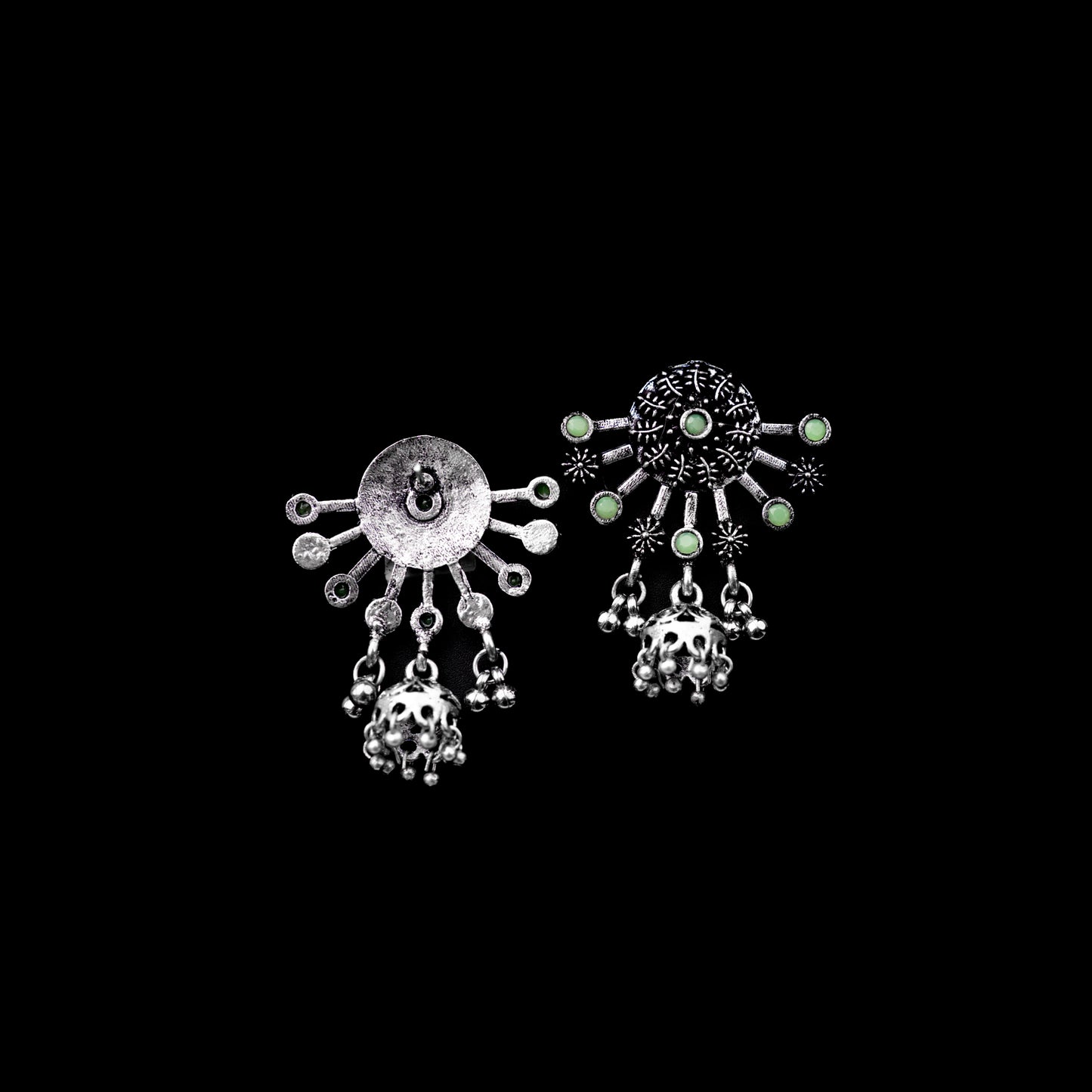 Slays and rays jhumki earrings (Pista)