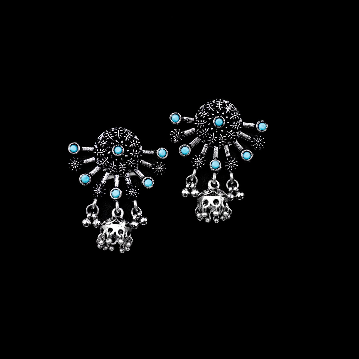 Slays and rays jhumki earrings (Sky Blue)