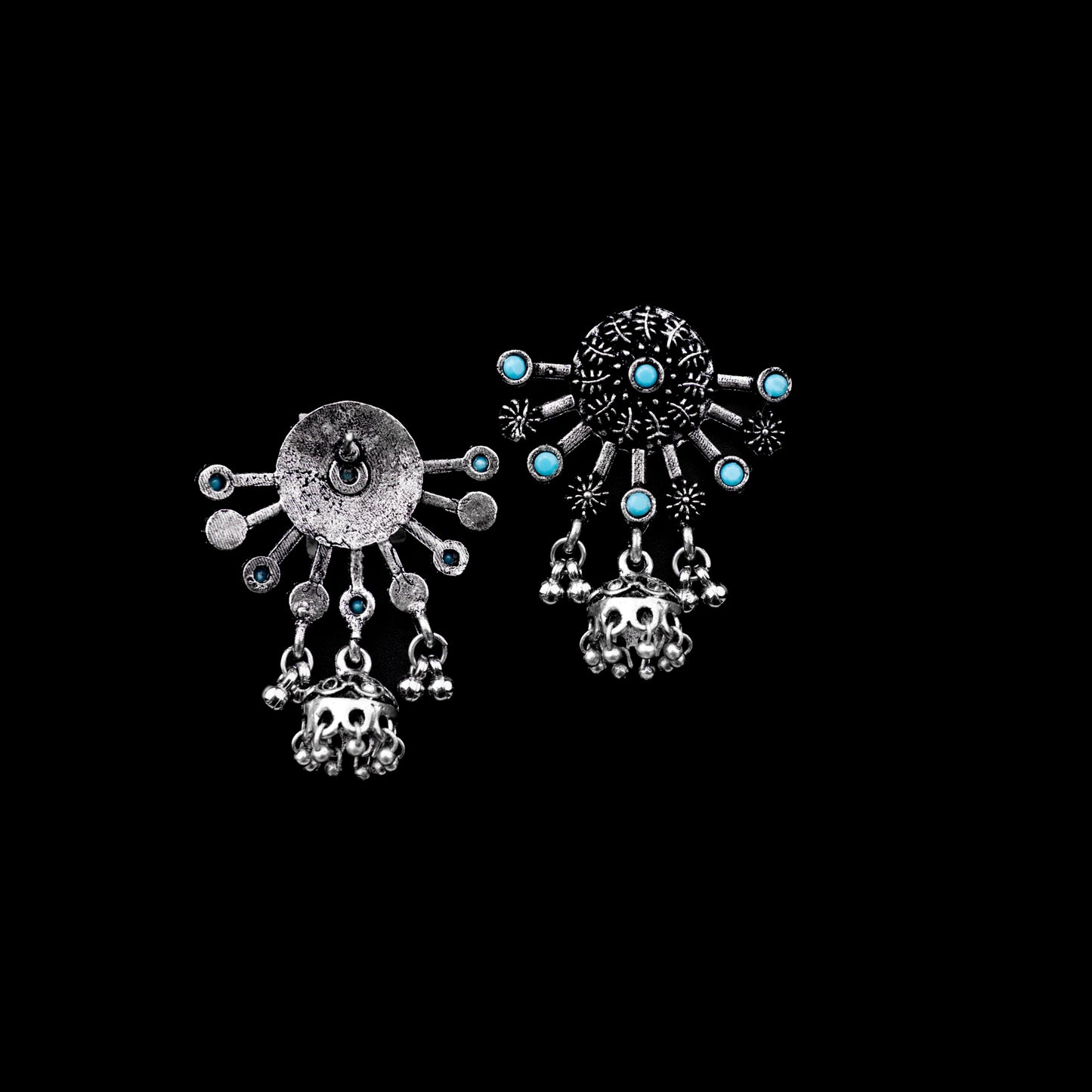 Slays and rays jhumki earrings (Sky Blue)