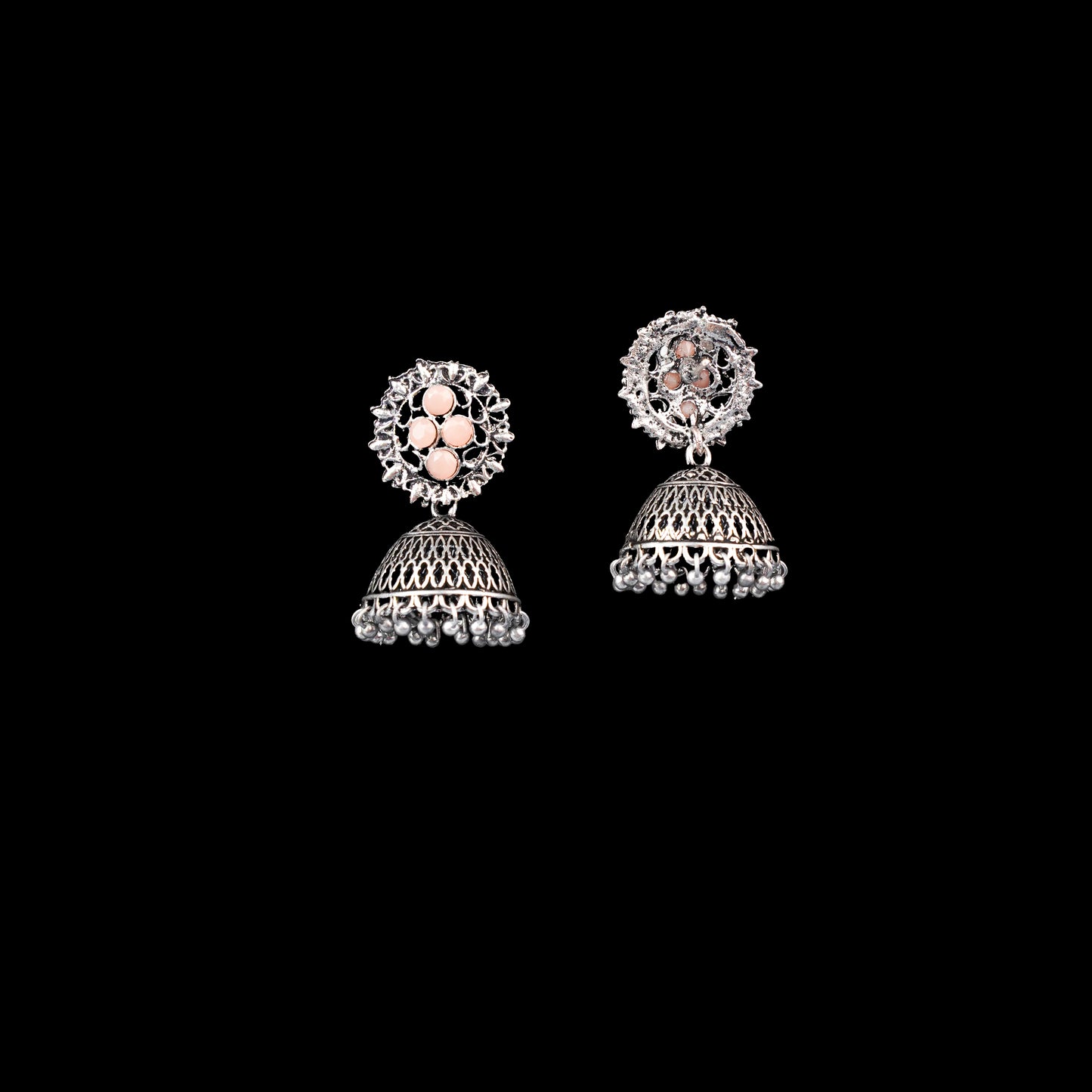 Classic chandlier Jhumka earrings (Light Orange)