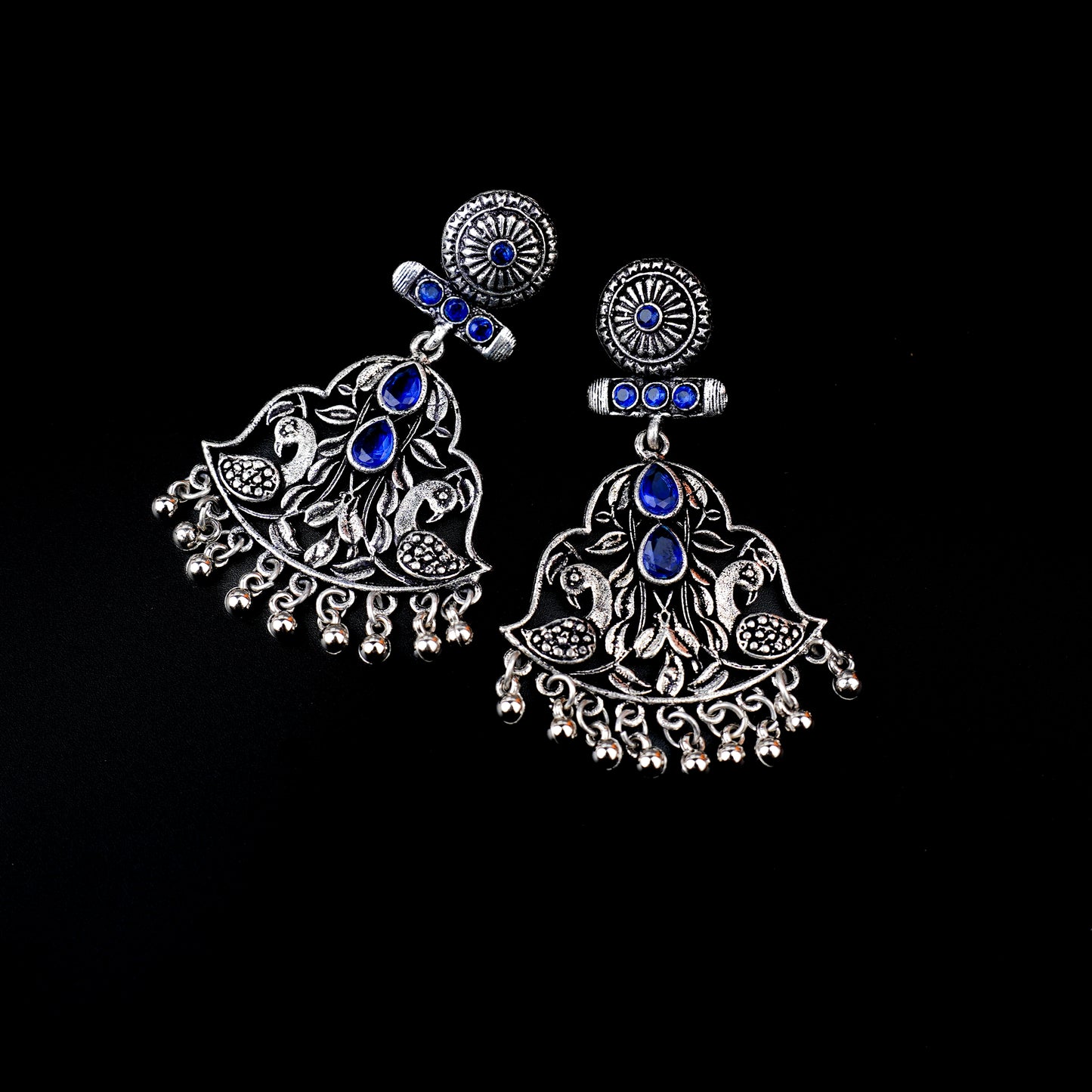 Peacock Pataka Dangler Earring (Blue)