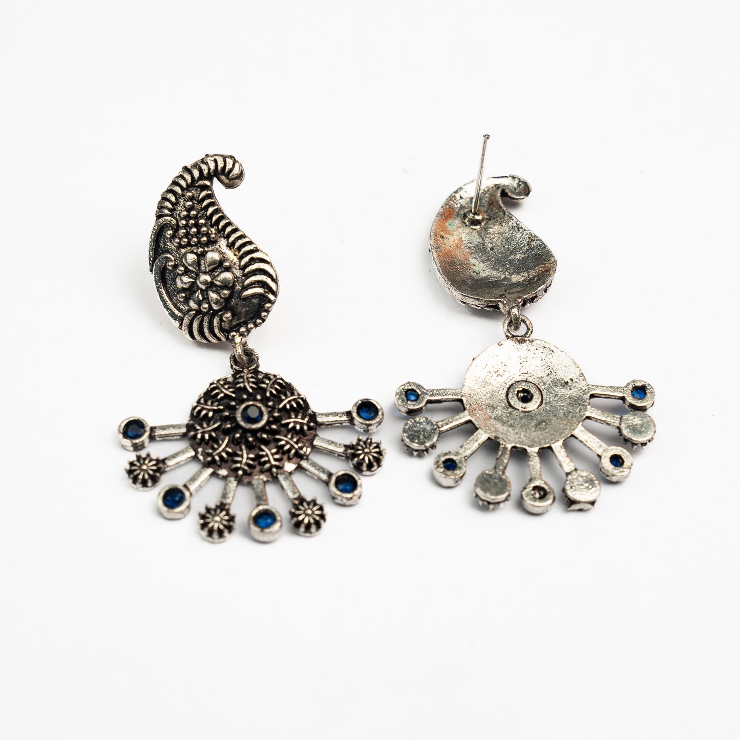 Rays and Paisley dangler earring (Blue)
