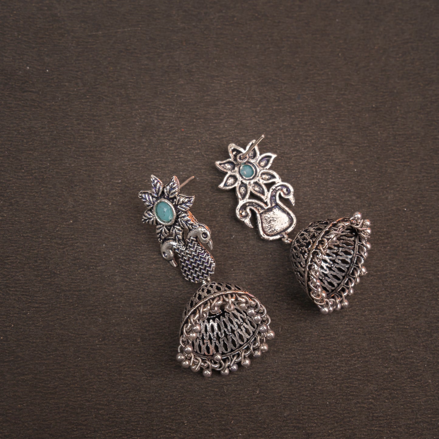 Fearless feathers jhumki earrings (Mint)