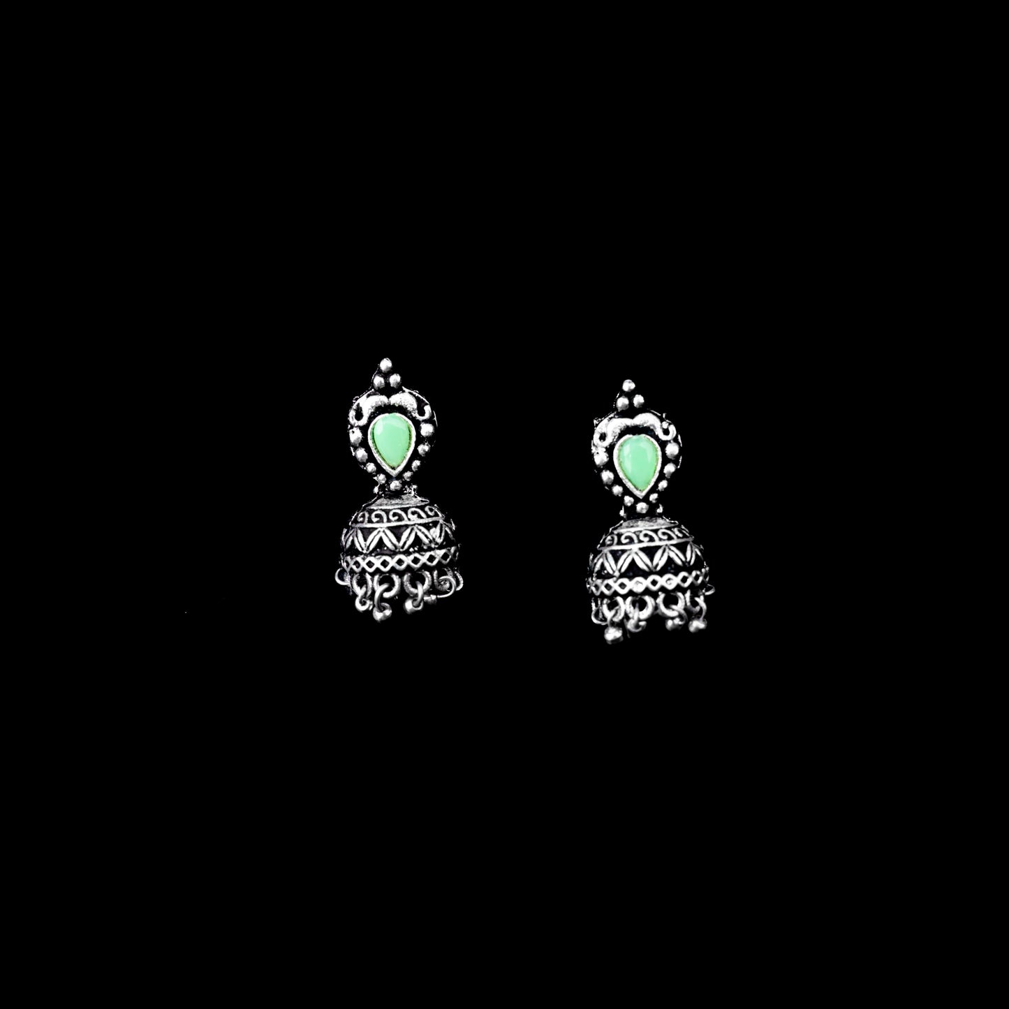 Pista Stone Studded Beautiful Oxidized Earrings