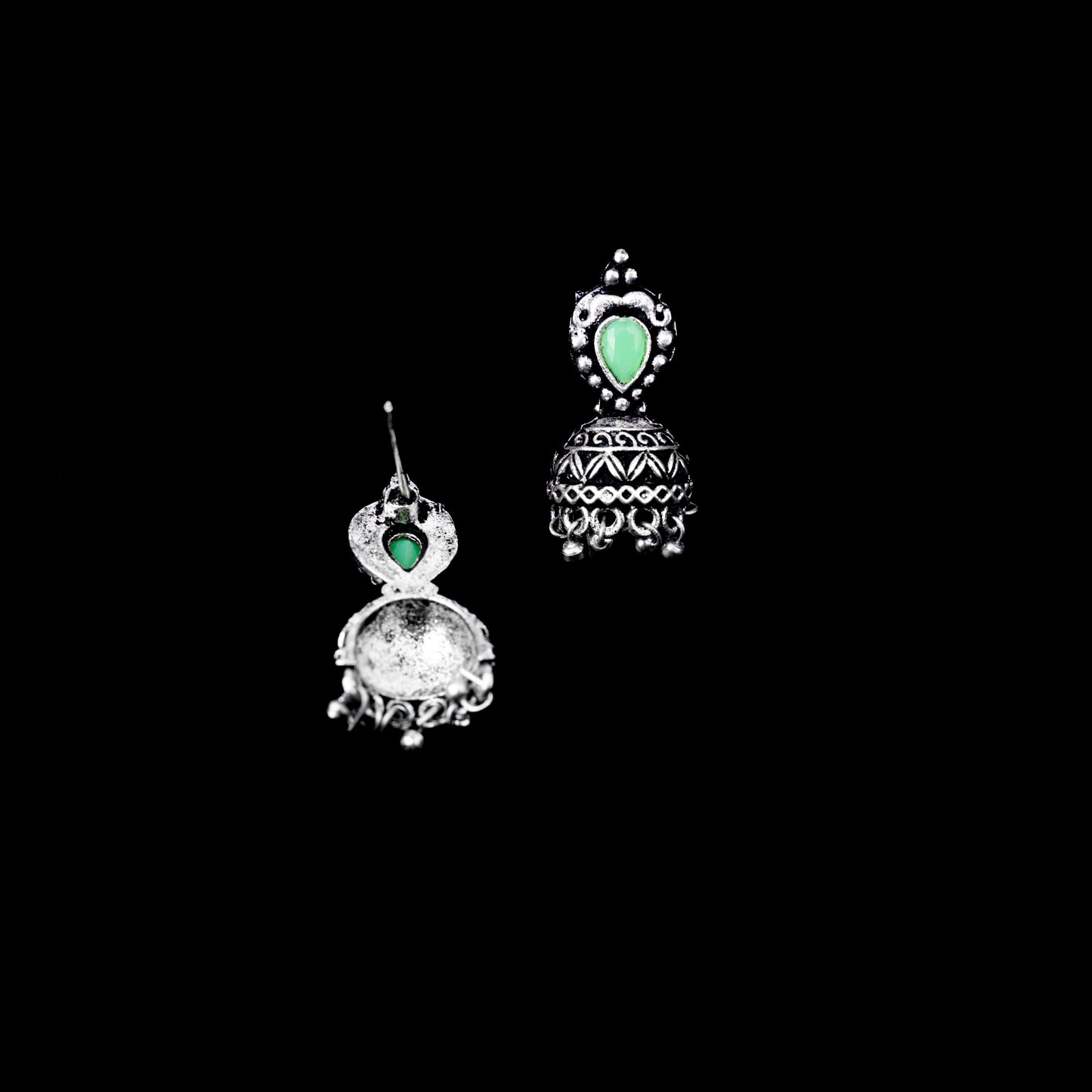 Pista Stone Studded Beautiful Oxidized Earrings