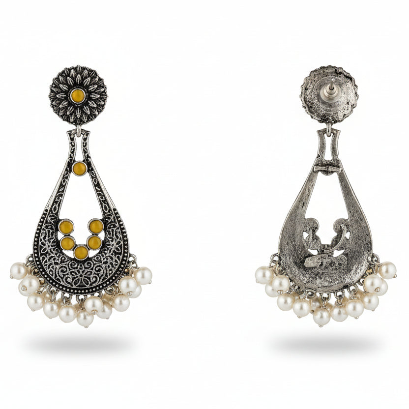 Shine Drop pearl dangler earring (Yellow)