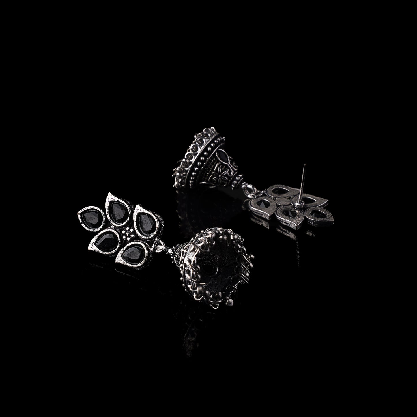 Twinkle drops jhumki earrings (Black)