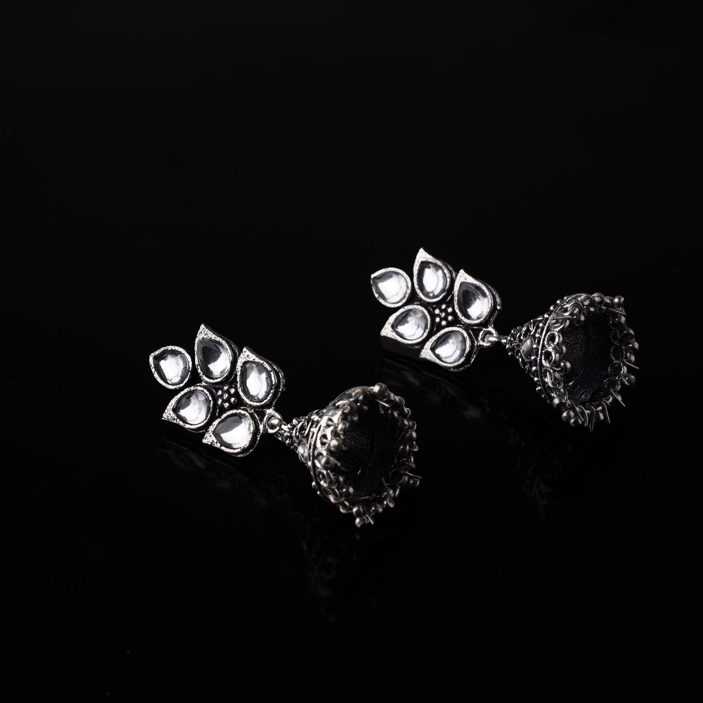 Twinkle drops jhumki earrings (White)