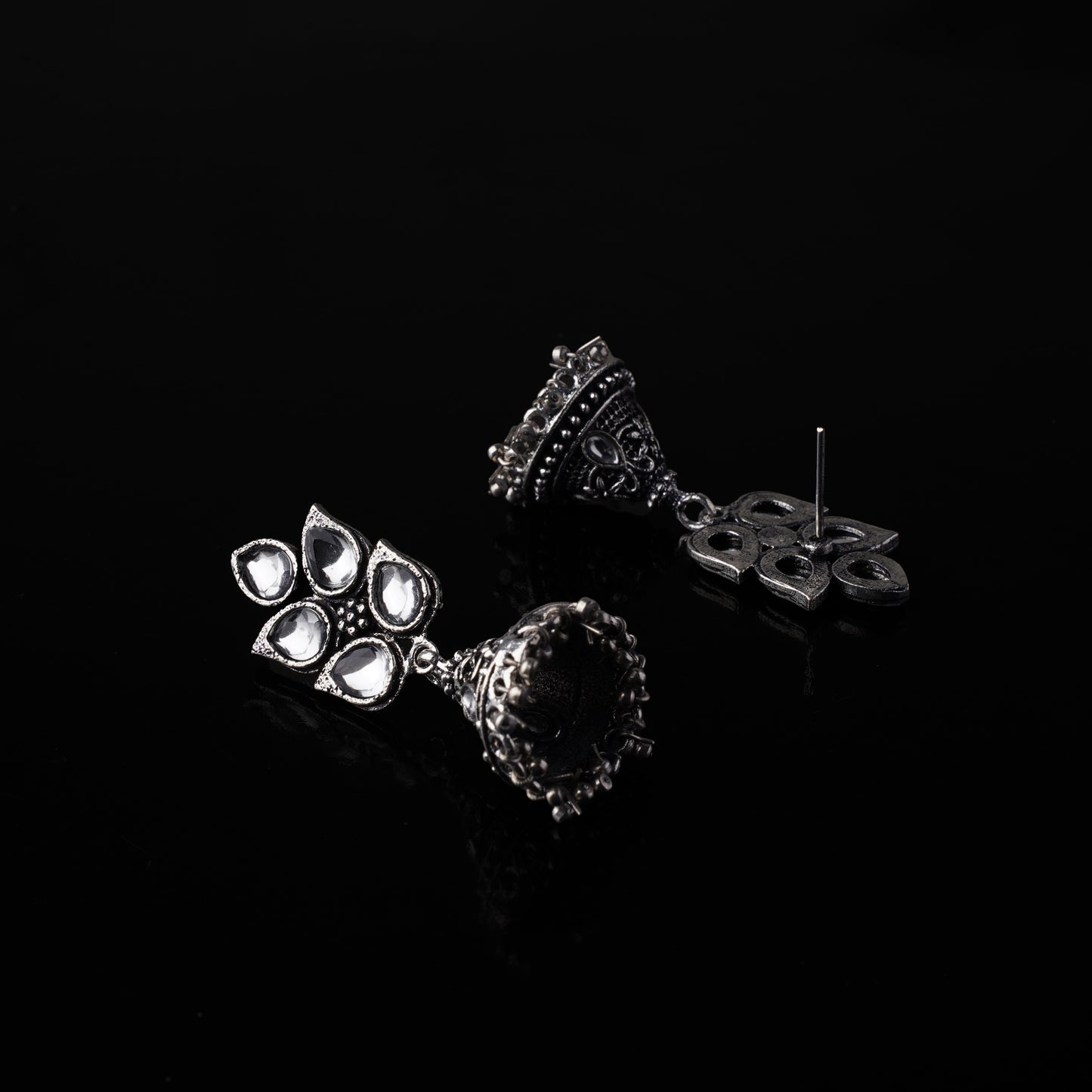 Twinkle drops jhumki earrings (White)