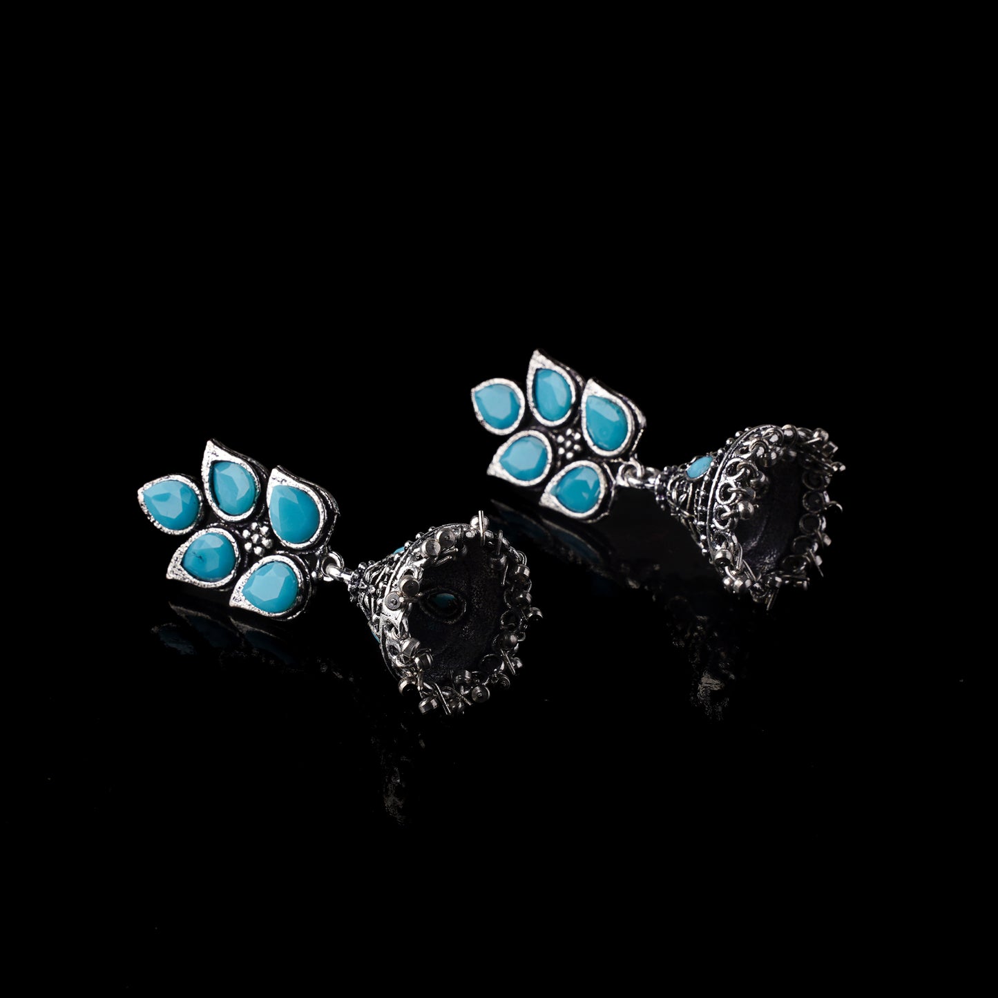 Twinkle drops jhumki earrings (Sky Blue)