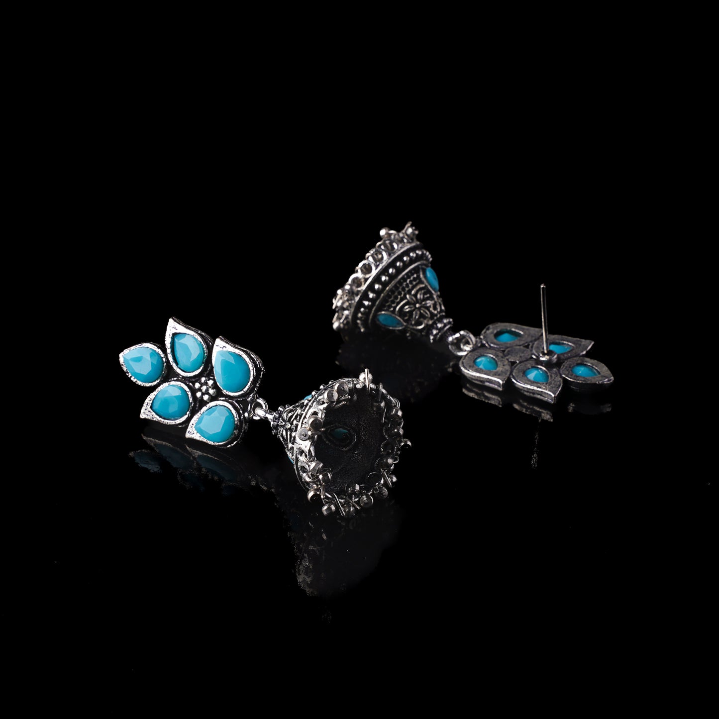 Twinkle drops jhumki earrings (Sky Blue)