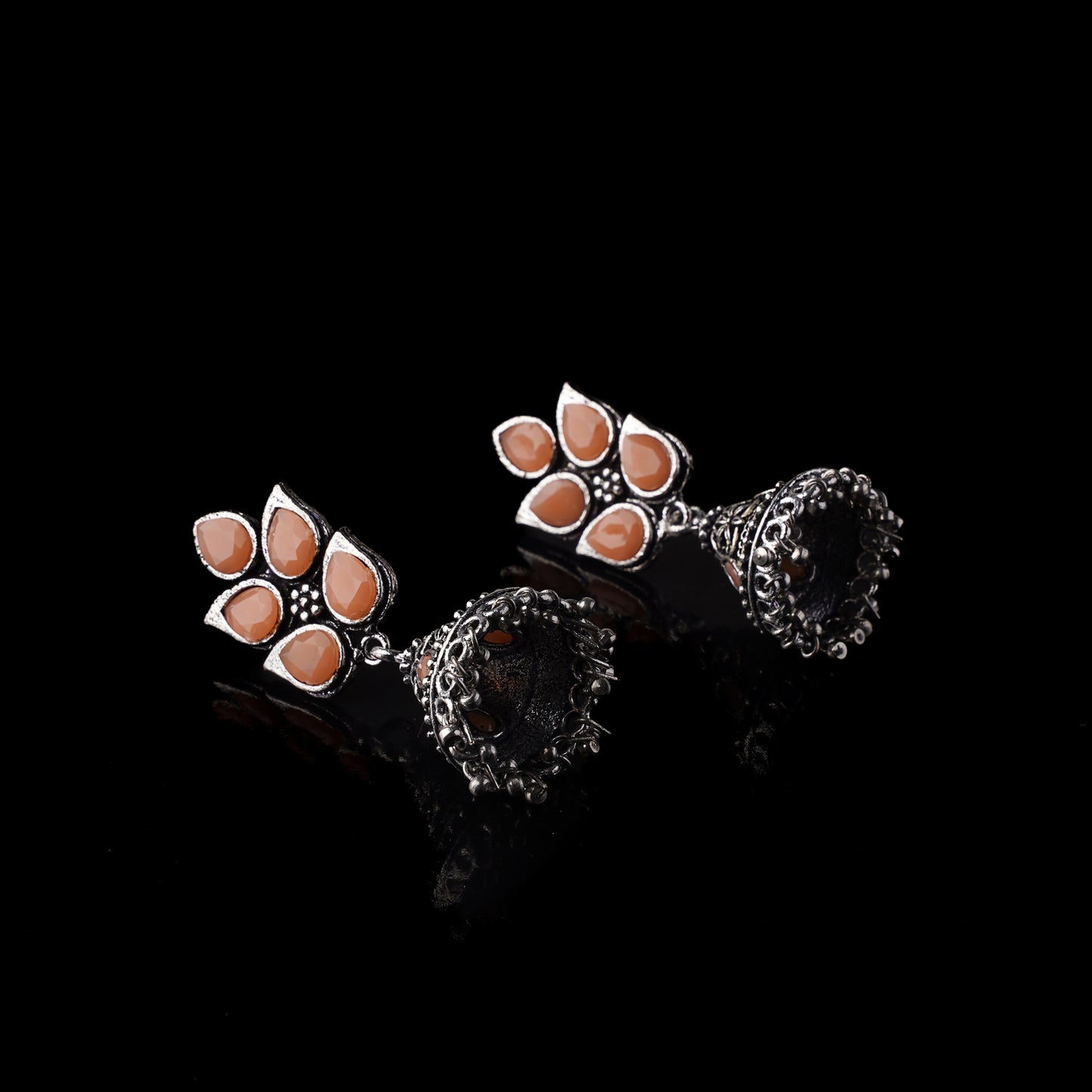 Twinkle drops jhumki earrings (Light Orange)