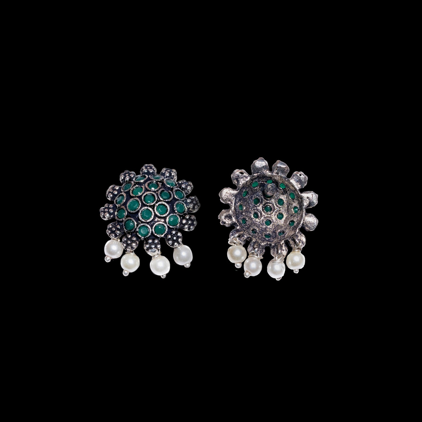 Stone Dome stud earrings (Green)