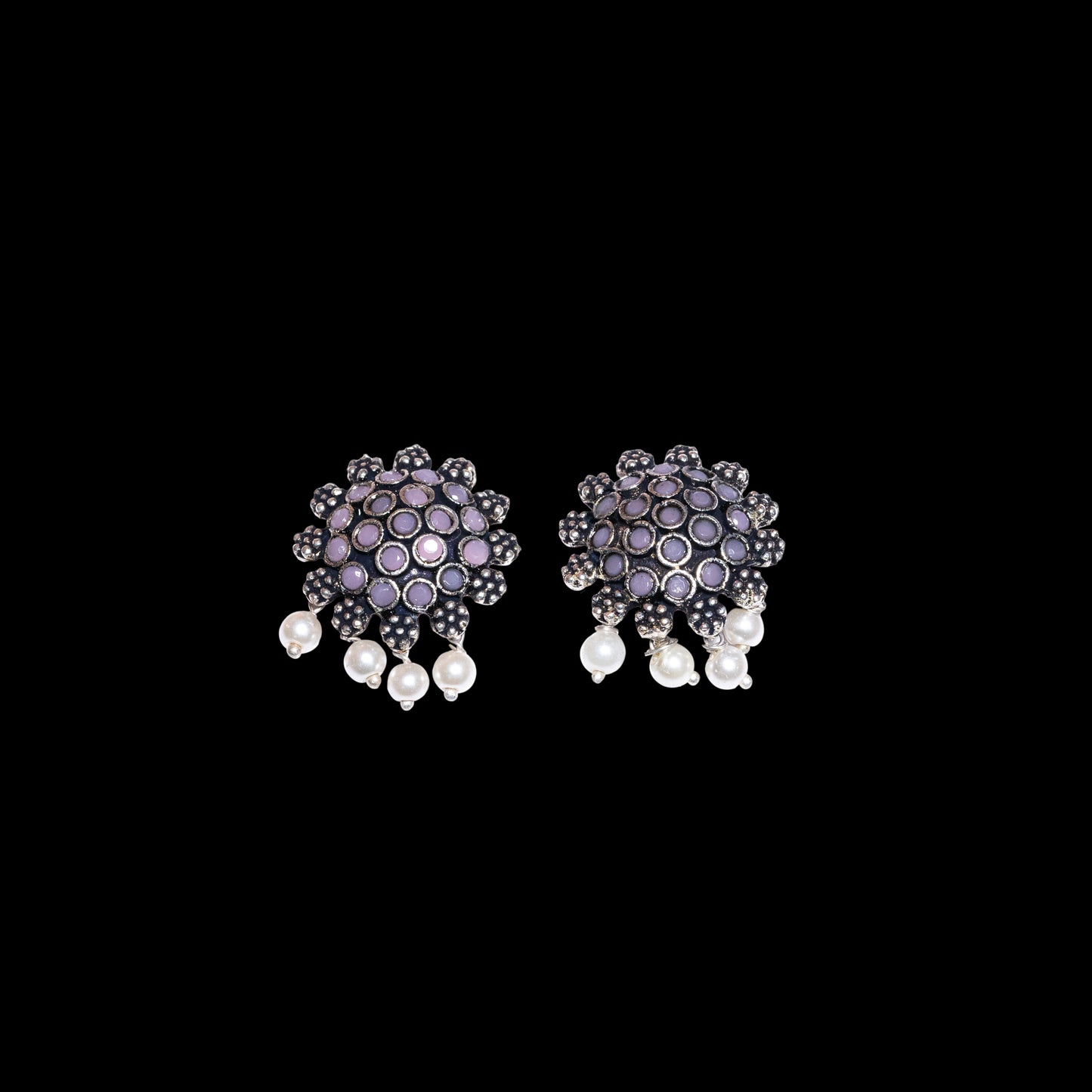 Stone Dome stud earrings (Baby Pink)
