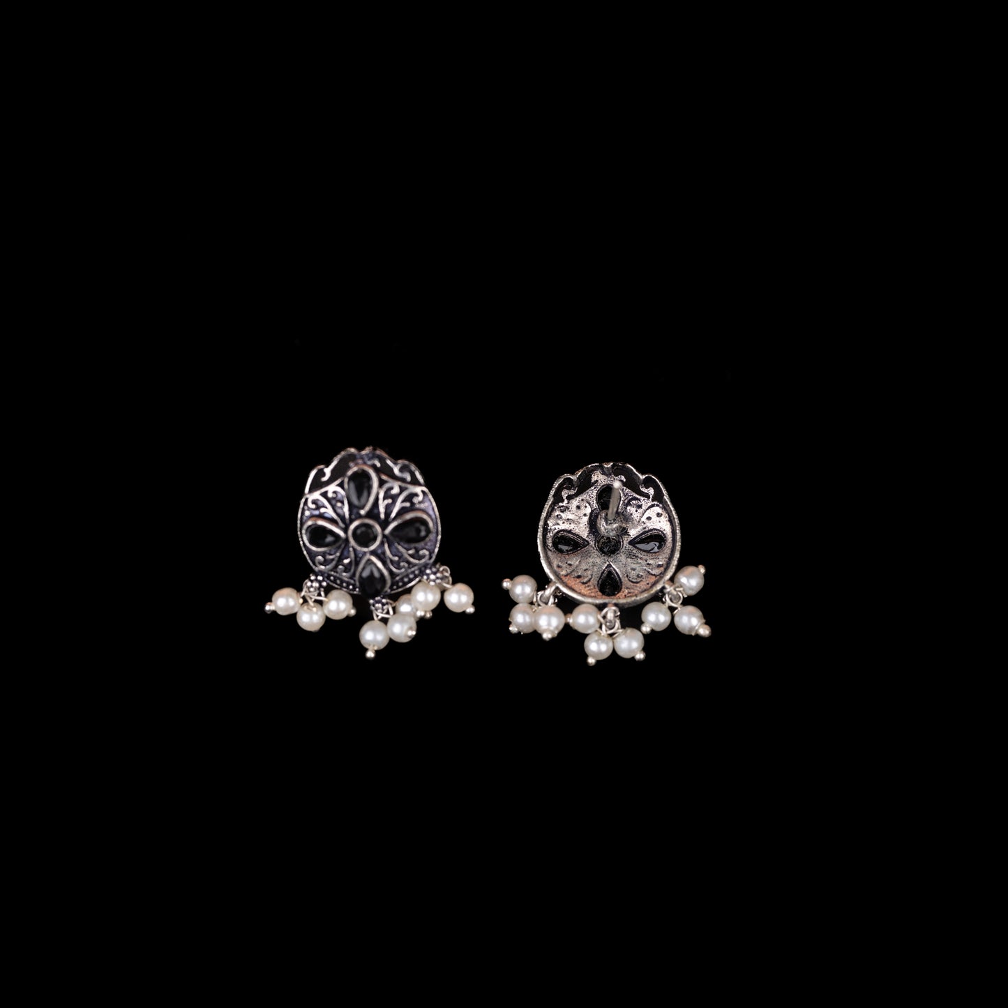 Gem Globe stud earrings (Black)
