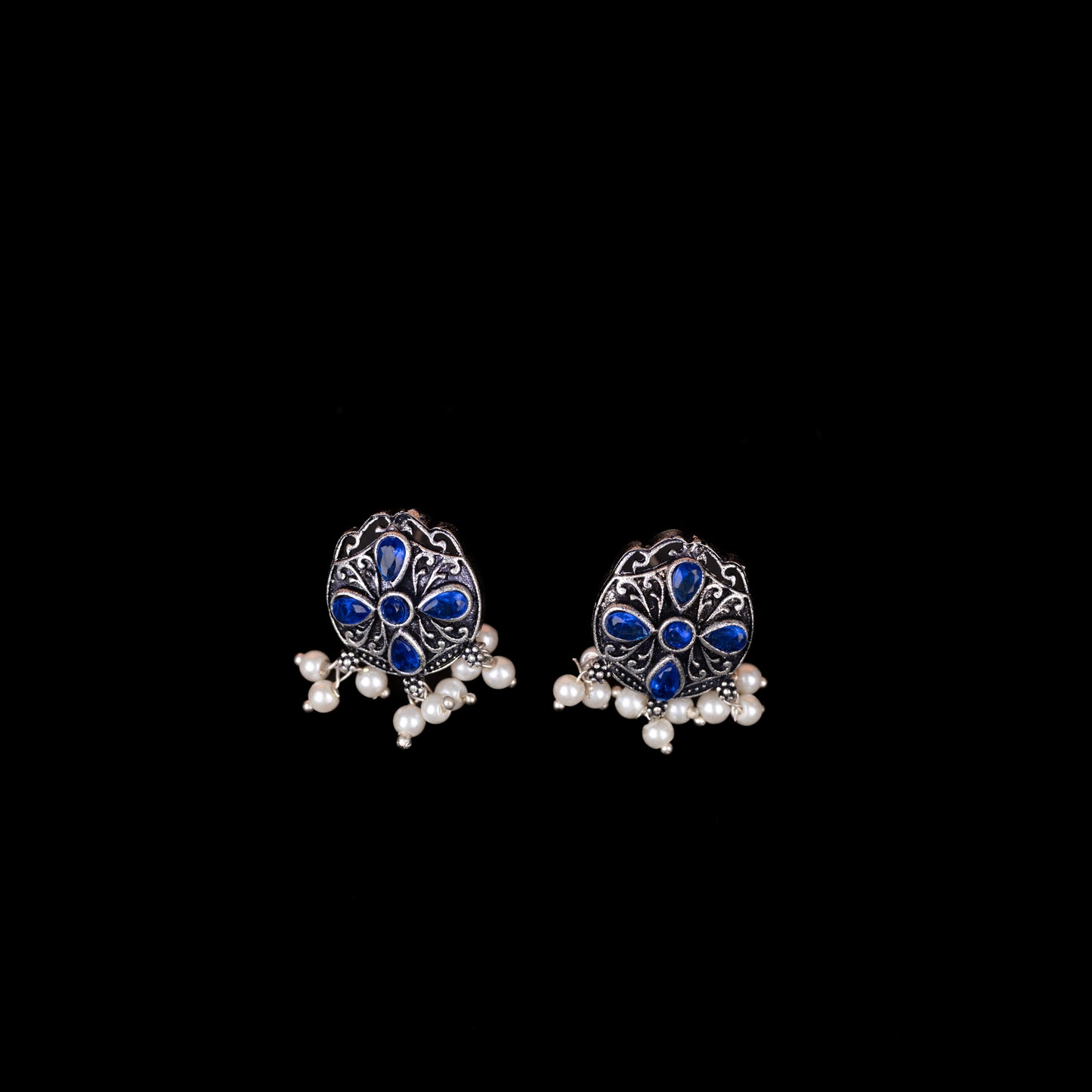 Gem Globe stud earrings (Blue)