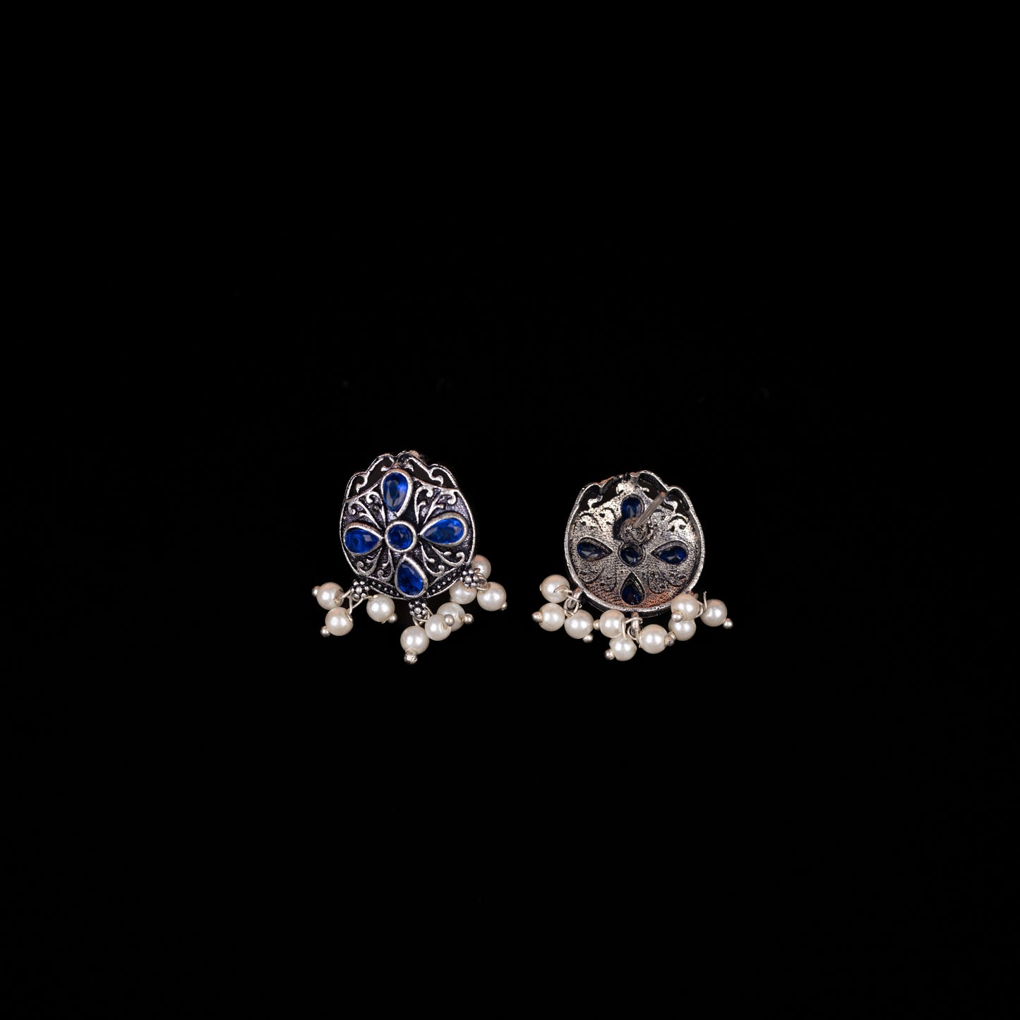 Gem Globe stud earrings (Blue)