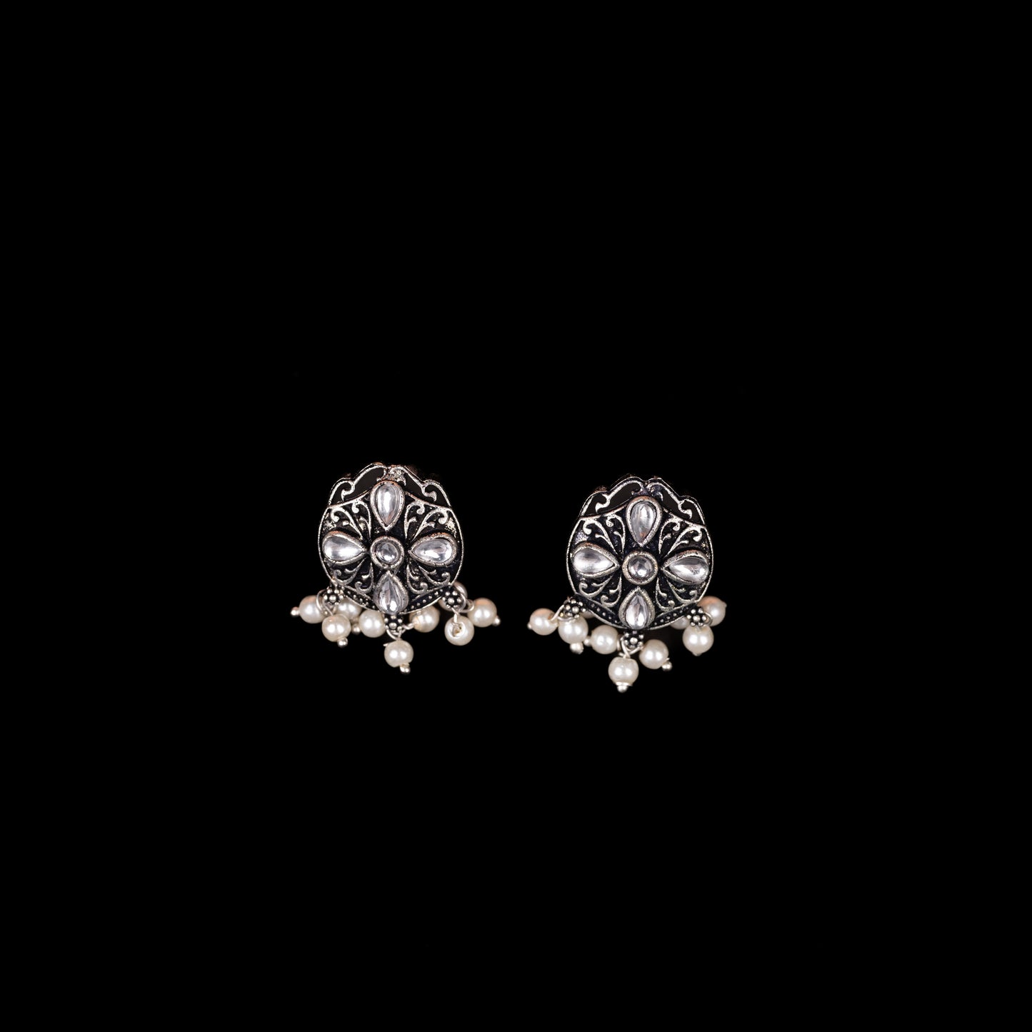 Gem Globe stud earrings (White)